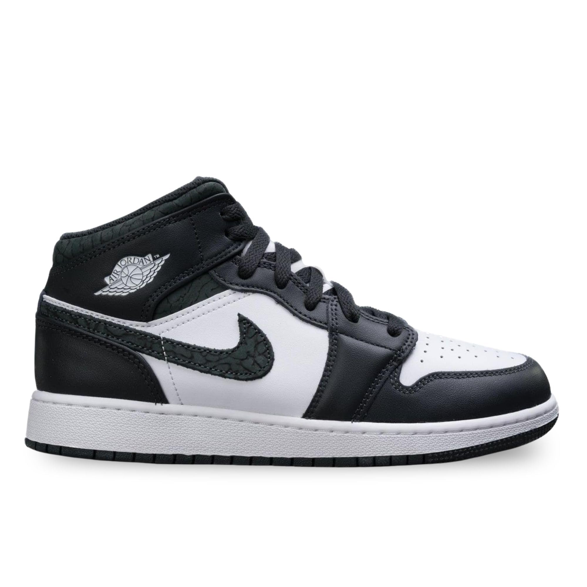 Jordan Air Jordan 1 Mid SE - Tenis para niños, color negro y negro, Off Noir/Negro-Blanco-Negro, 4.5 Big Kid