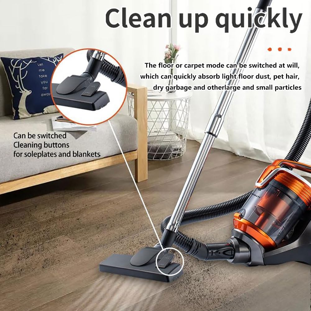 Aspiradora cilíndrica sin bolsa, limpiador ciclónico para alfombras y pisos duros de 3600 W, filtro HEPA lavable, manguera extensible, cepillo turbo para uso doméstico, piso, lechada, azulejo, sofá