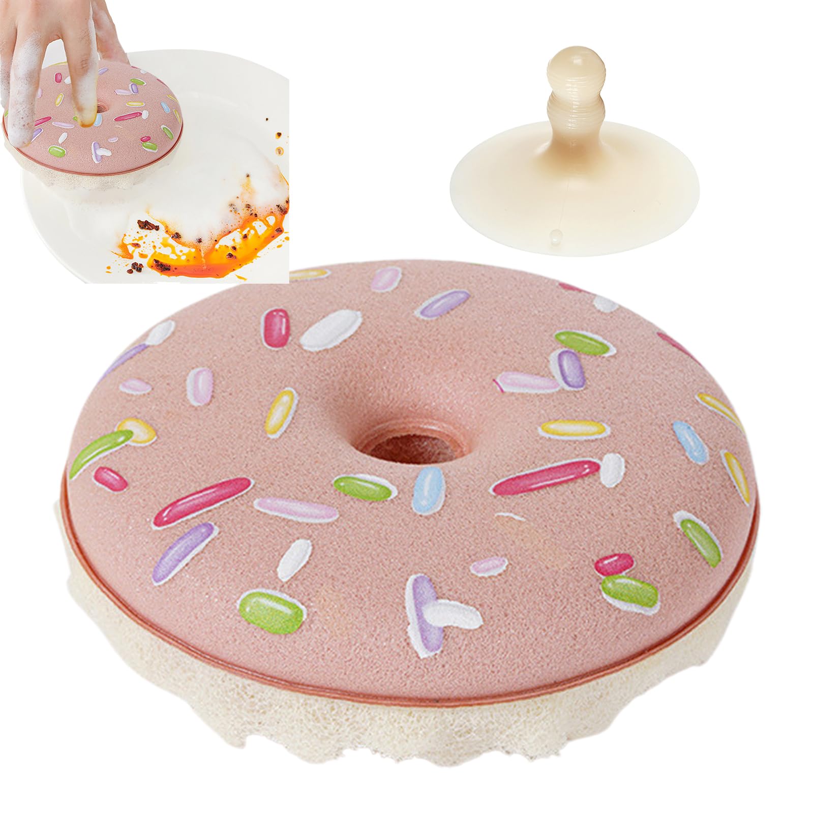 Donut - Multifuncional Reutilizable Accesorios para el Hogar,Ollas Sartenes Rascador de Limpieza Sin Araño,Adecuado para Ducha Lavabo Vajilla Encimeras Azulejos Y Fregadero