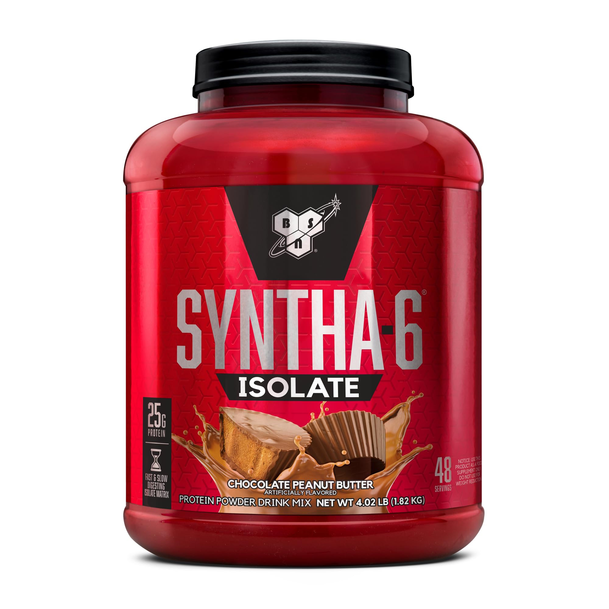 BSN SYNTHA-6 Isolate Protein Powder, Peanut Butter Protein Powder with Whey Protein Isolate, Milk Protein Isolate, Flavor: Chocolate Peanut Butter, 48 Servings