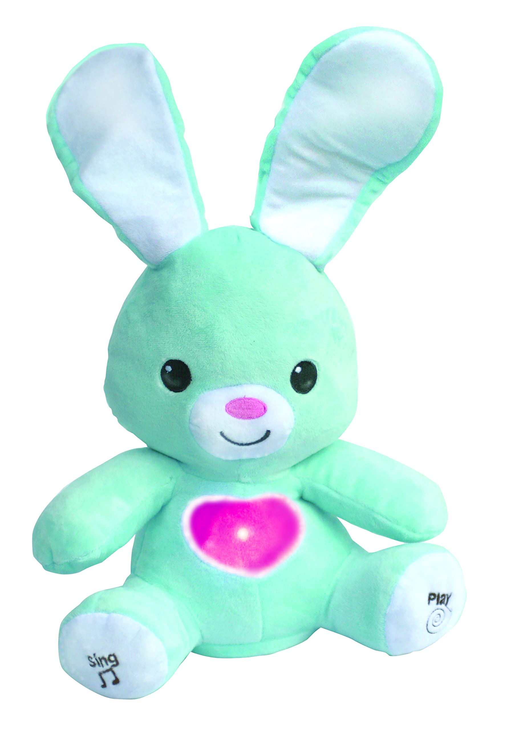 POMPIN Plush Peek A Boo Singing Bunny with Light Up Heart | Plays Peek-A-Boo & Sings Do Your Ears Hang Low?