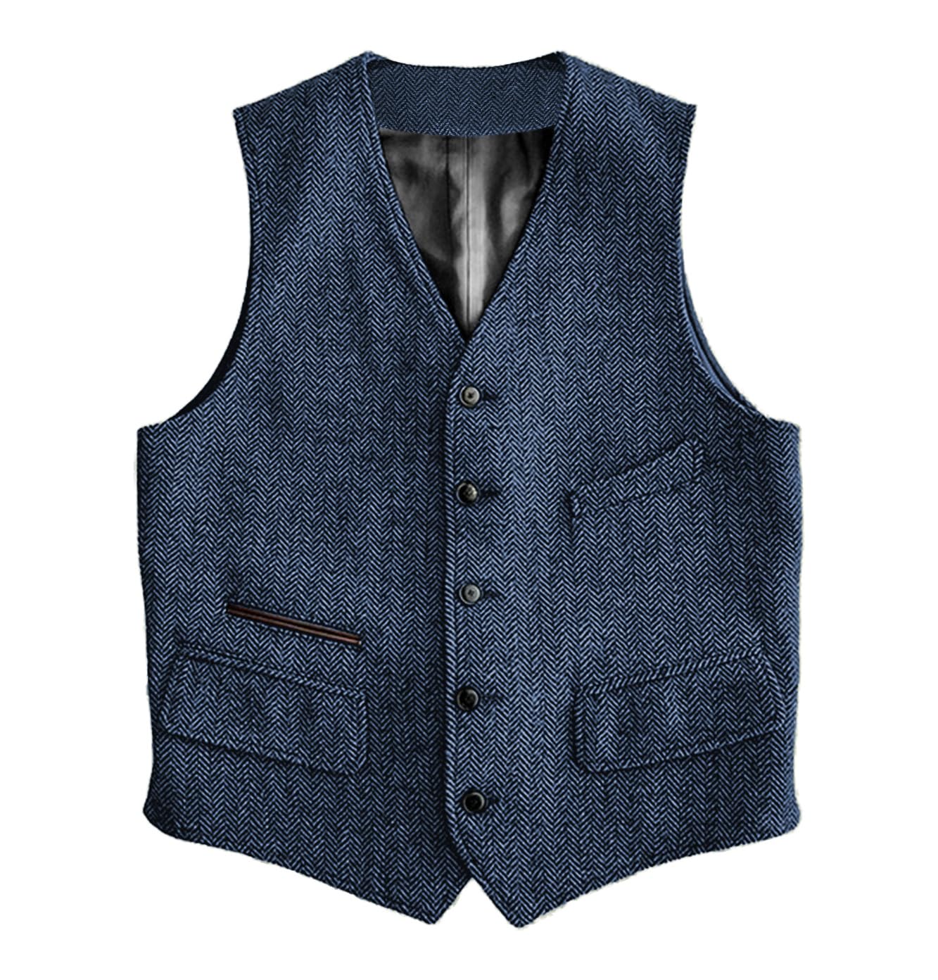 Solovedress Wool Suit Vest Formal Regular Fit Vest Suit Vest for Wedding Groomsmen, lightblue, XL