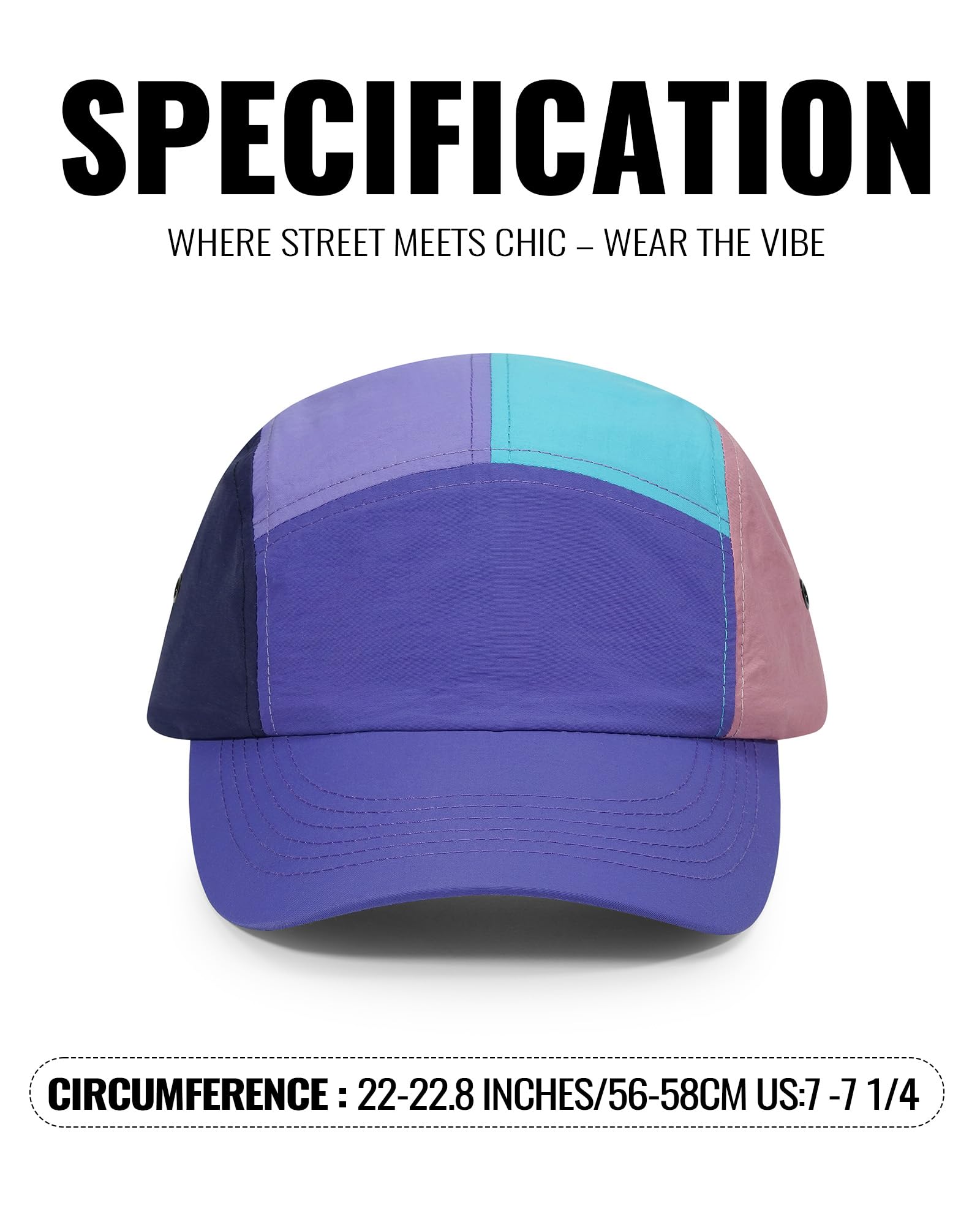 Croogo Cappellino da baseball da uomo a 5 pannelli multicolore UPF 50+ Cappelli da camionista all'aperto in nylon leggero da golf sportivo visiera Hiphop Cap