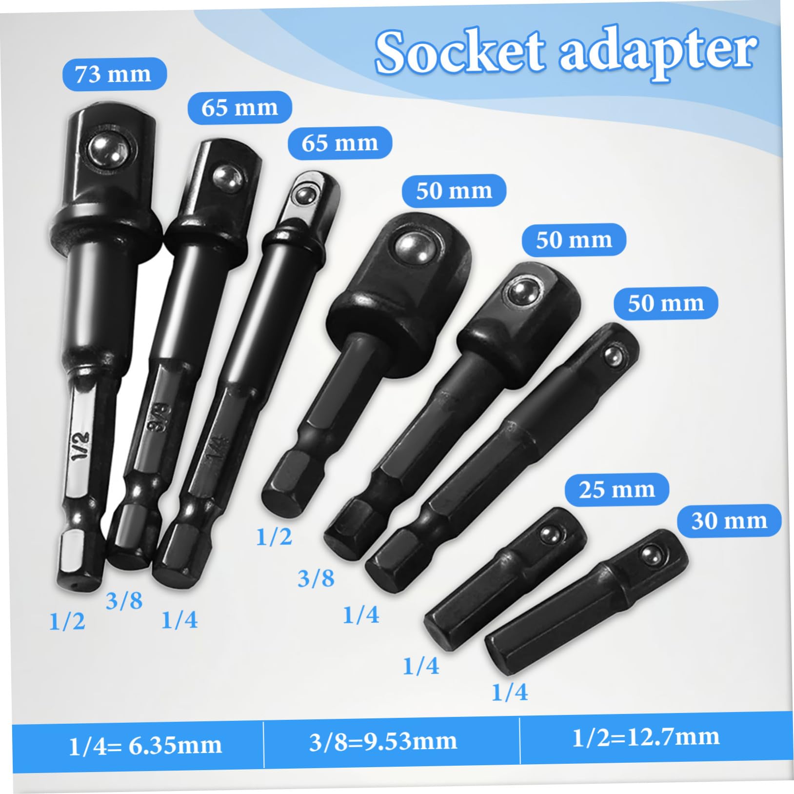 Adaptateur de Douilles à Choc, Lot 24 Pièces, Acier Chrome-vanadium
