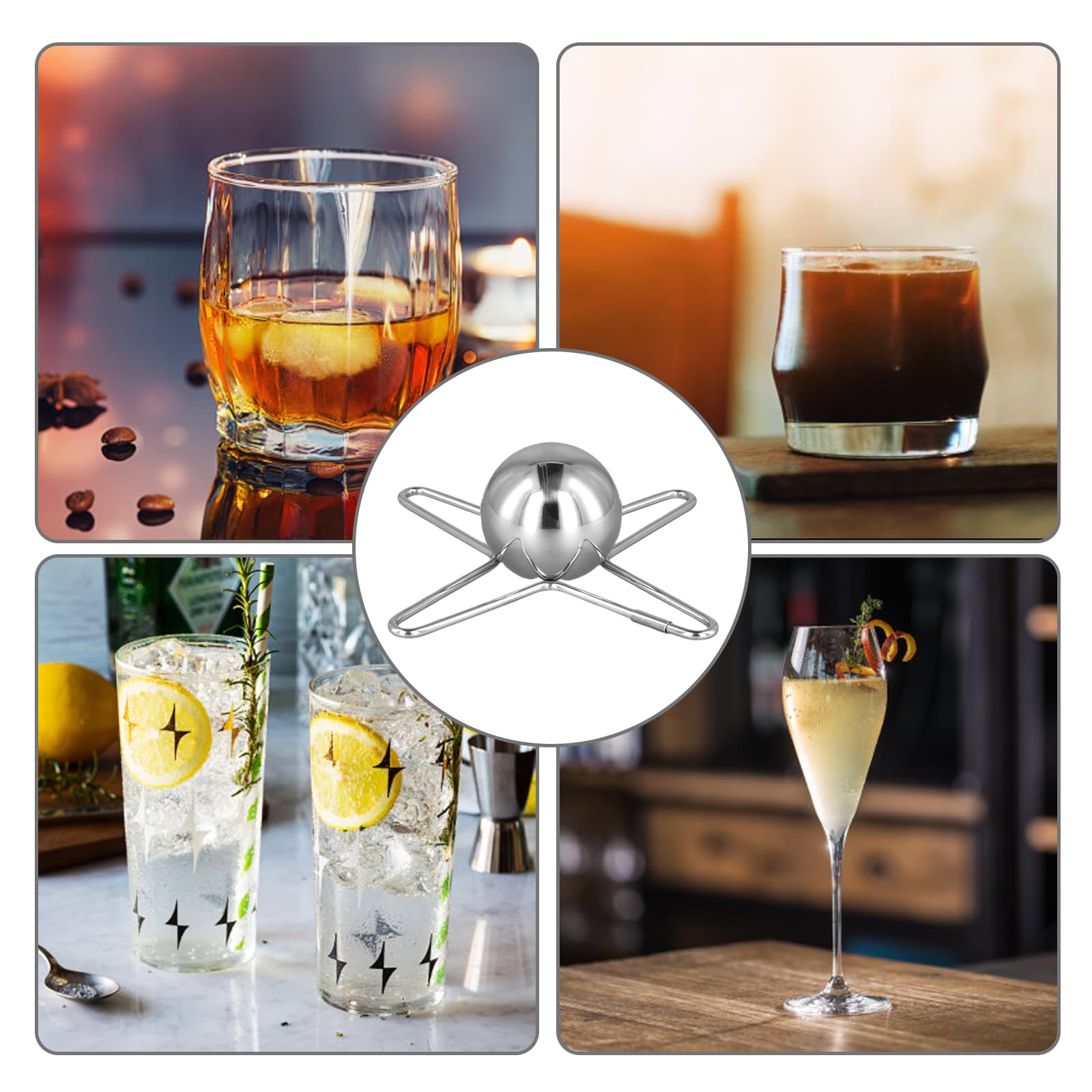 PEUTIER Kaffeekühlkugel, 4 cm Edelstahl Espressokugel Wiederverwendbare Kaffee Gefrierkugel Entfesseln Sie Originelle Aromen Kaffeekühlwerkzeug für Kaffee Bourbon Cocktails