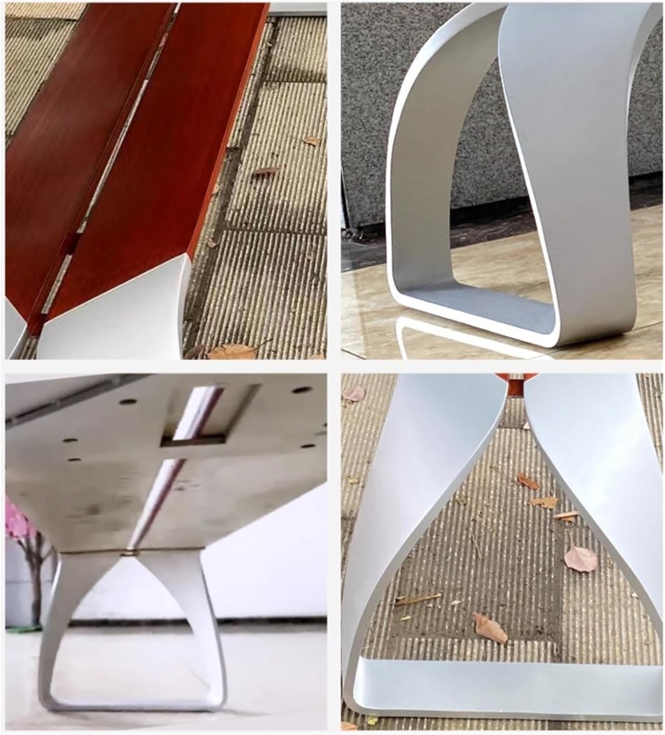 bancas de Patio Exterior Park Bench Without Backrest Stainless Steel Leisure Chair, Suitable for Courtyards, Lawns, and Gardens(Medium)