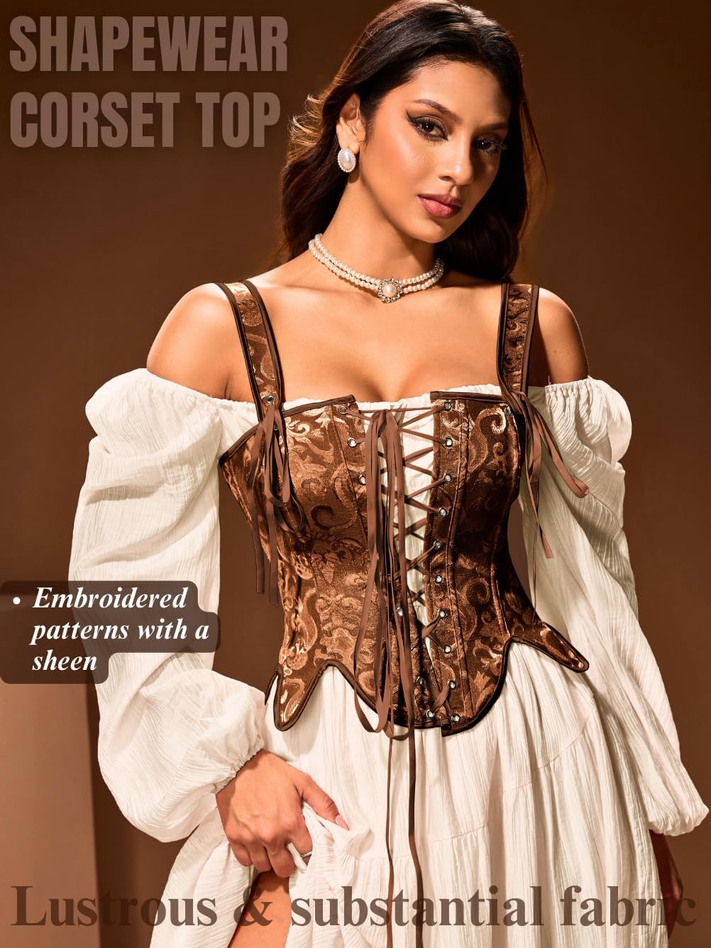 ChiaoLezhee Women's Size 00-26 Renaissance Fairy Plus Corset with Straps