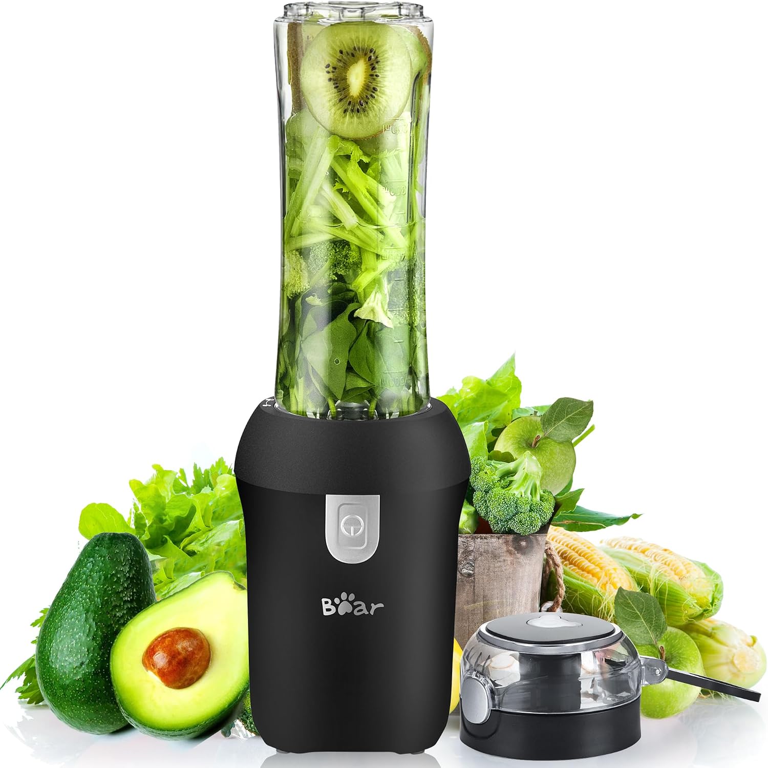 Personal Blender for Shakes and Smoothies with 300W Small Single Serve Portable Countertop Blender, 20.3oz Tritan BPA Free Travel Blender Bottles,Black (Black B)