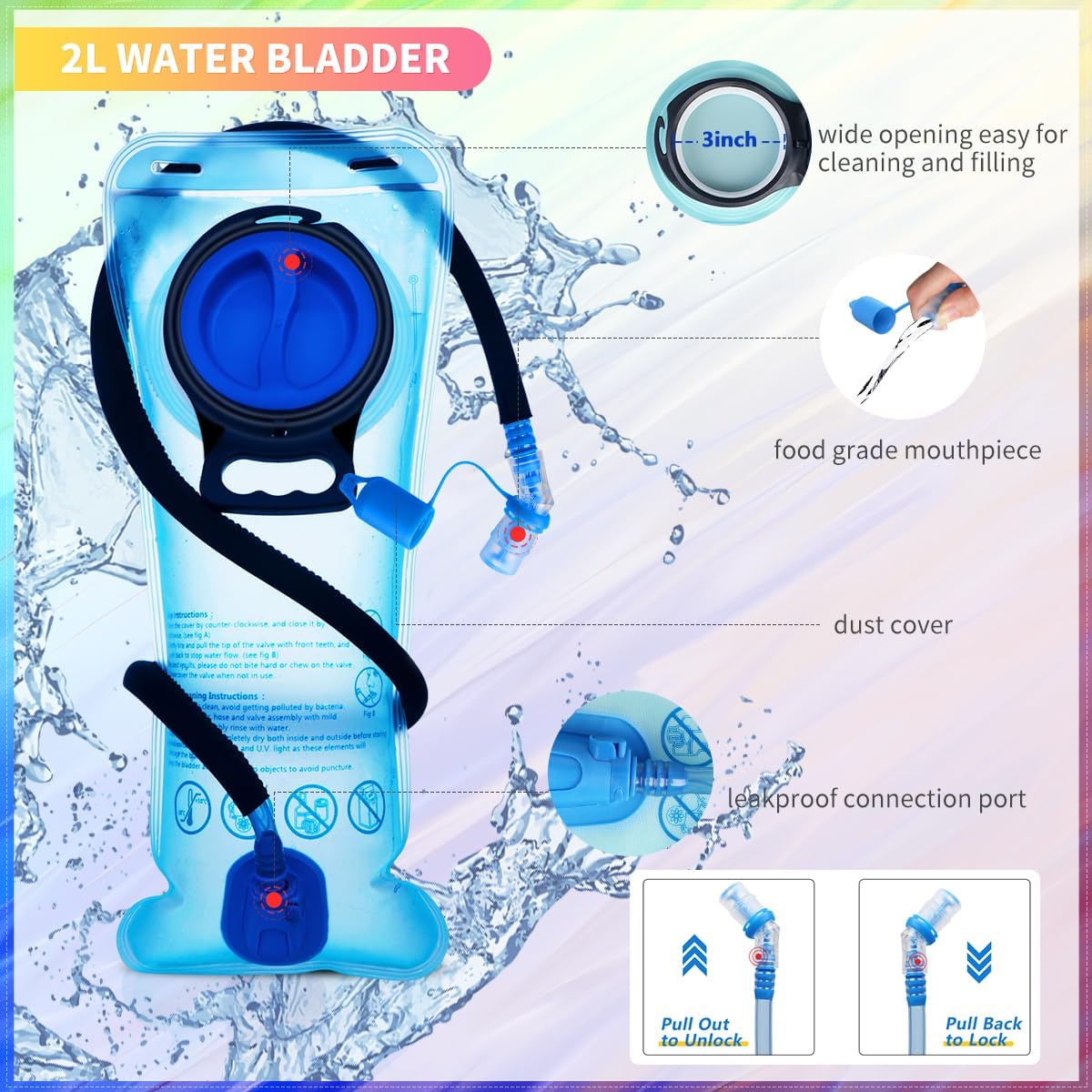 Hydration Backpack, Water Backpack with 2L Hydration Bladder, Rave Backpack Hydration Pack, Festival Essential for Raves, Hiking, Cycling, Climbing, Running, Outdoor, Camping and More - Image 6