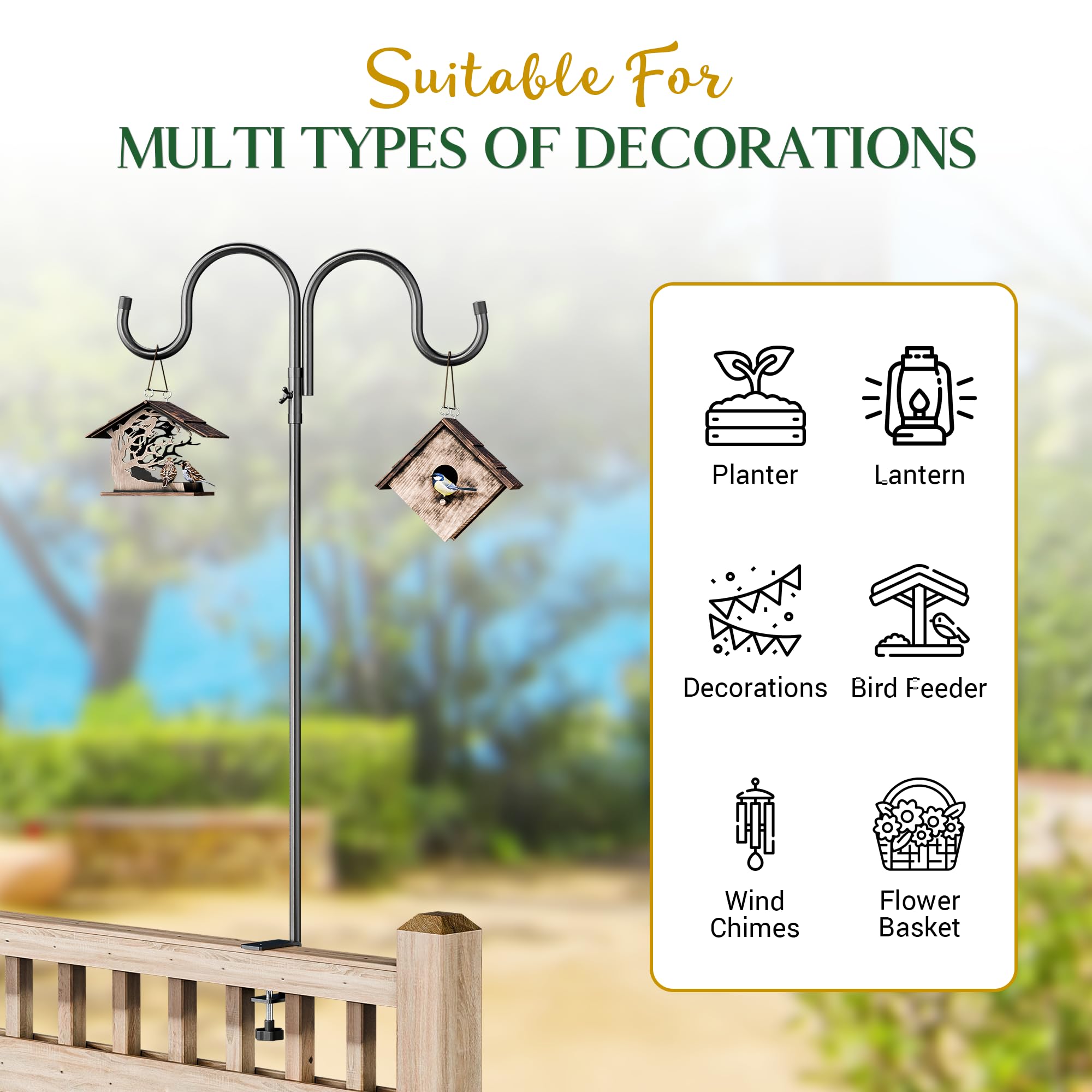 Snapklik.com : 40 Inch Tall Double Deck Hook For Railing, Adjustable ...