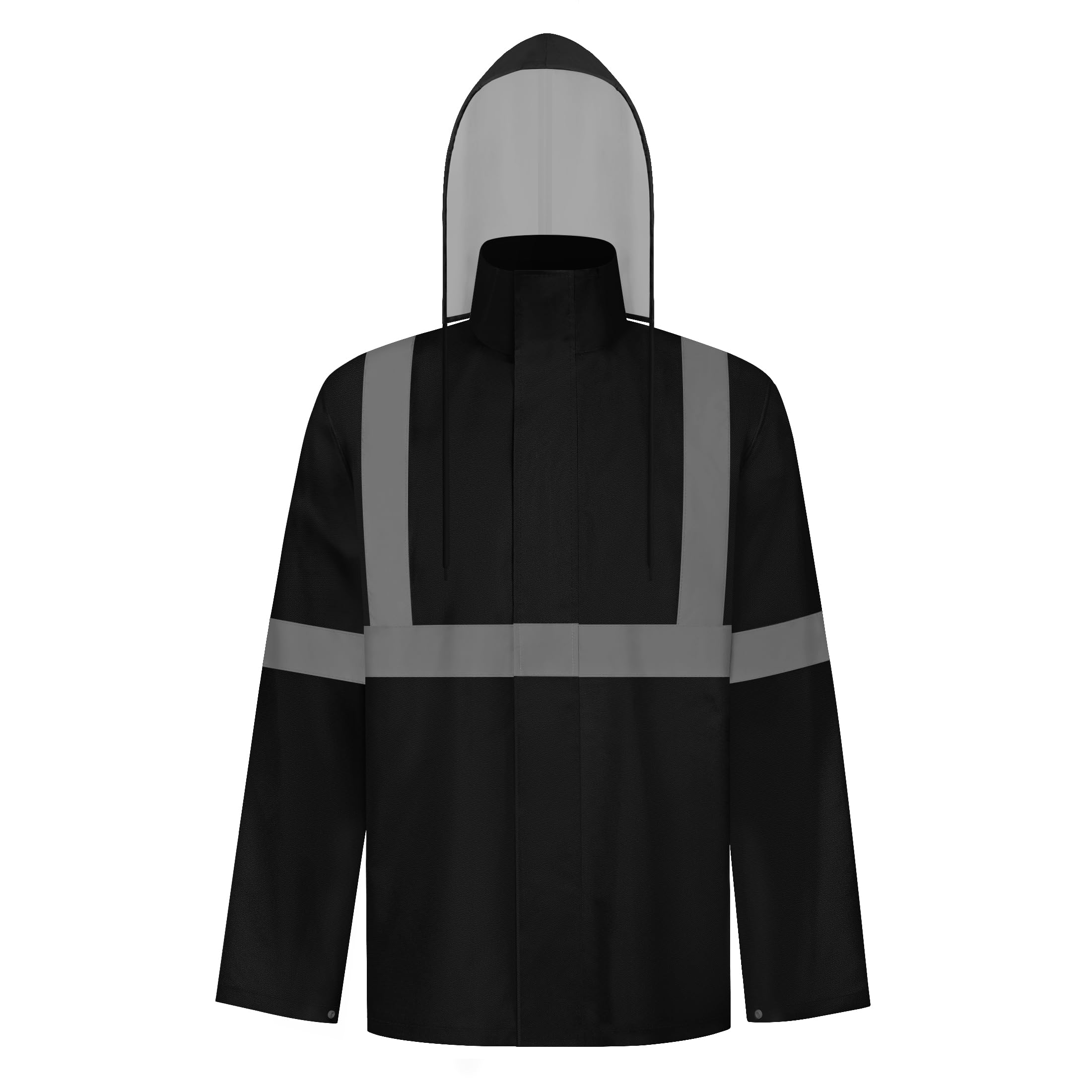 TCCFCCT Chaqueta de lluvia de alta visibilidad para hombre, clase 3 con capucha de alta visibilidad