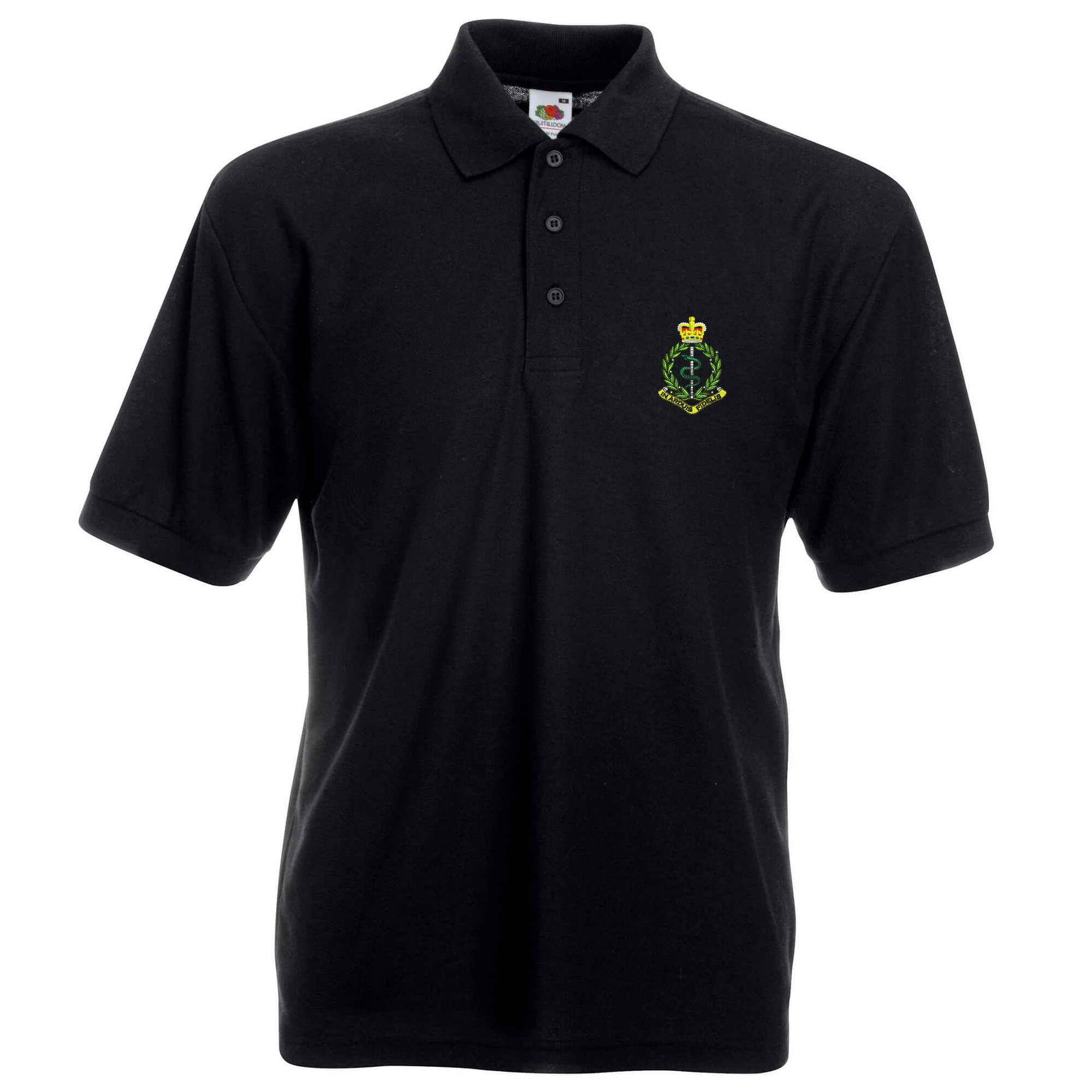 Pineapple Joe's Men's Black Royal Army Medical Corps Embroidered Polo - Medium
