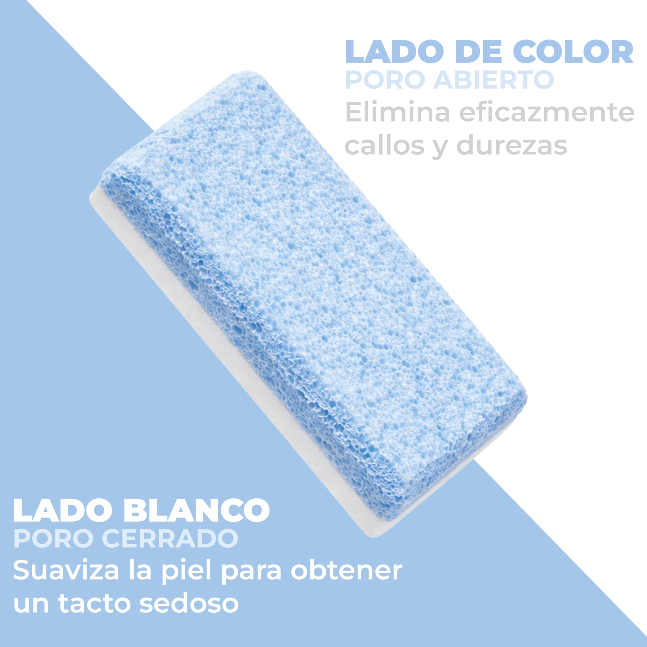 Piedra Pómez Doble Acción para pedicura - Elabella- Pack de 2 unidades - Elimina la piel dura de pies y manos y los suaviza - Lados biselados y estructura Siliglass