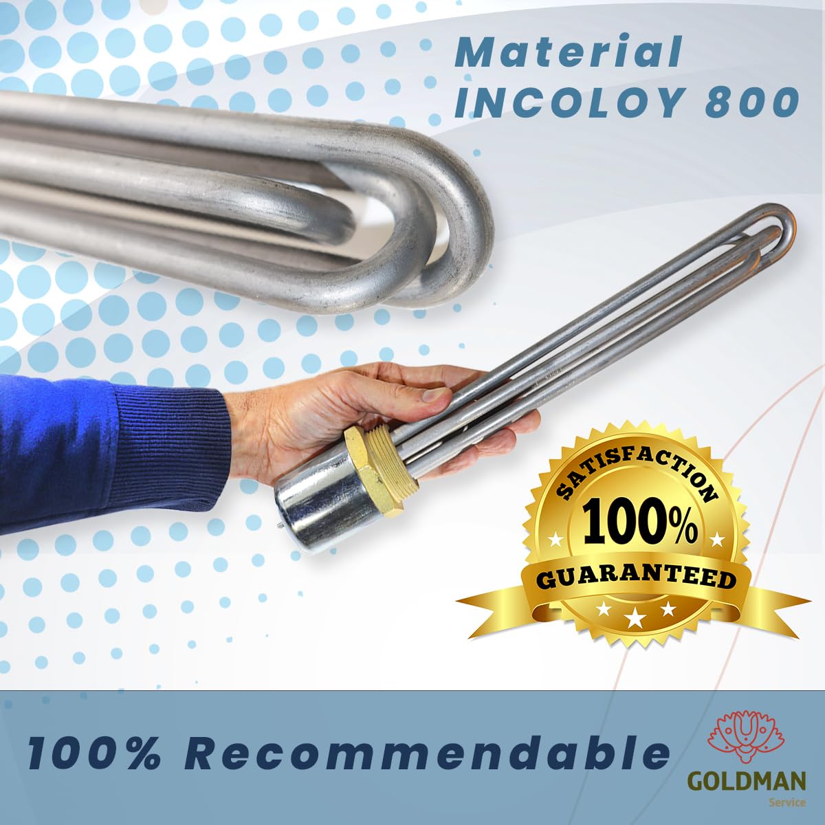 GOLDMAN SERVICE Resistencia de Inmersión | Potencia: 6000W (230/380V) | Métrica: 1 ½ Pulgadas + Junta | Recambio Depósito Industrial Termo Eléctrico