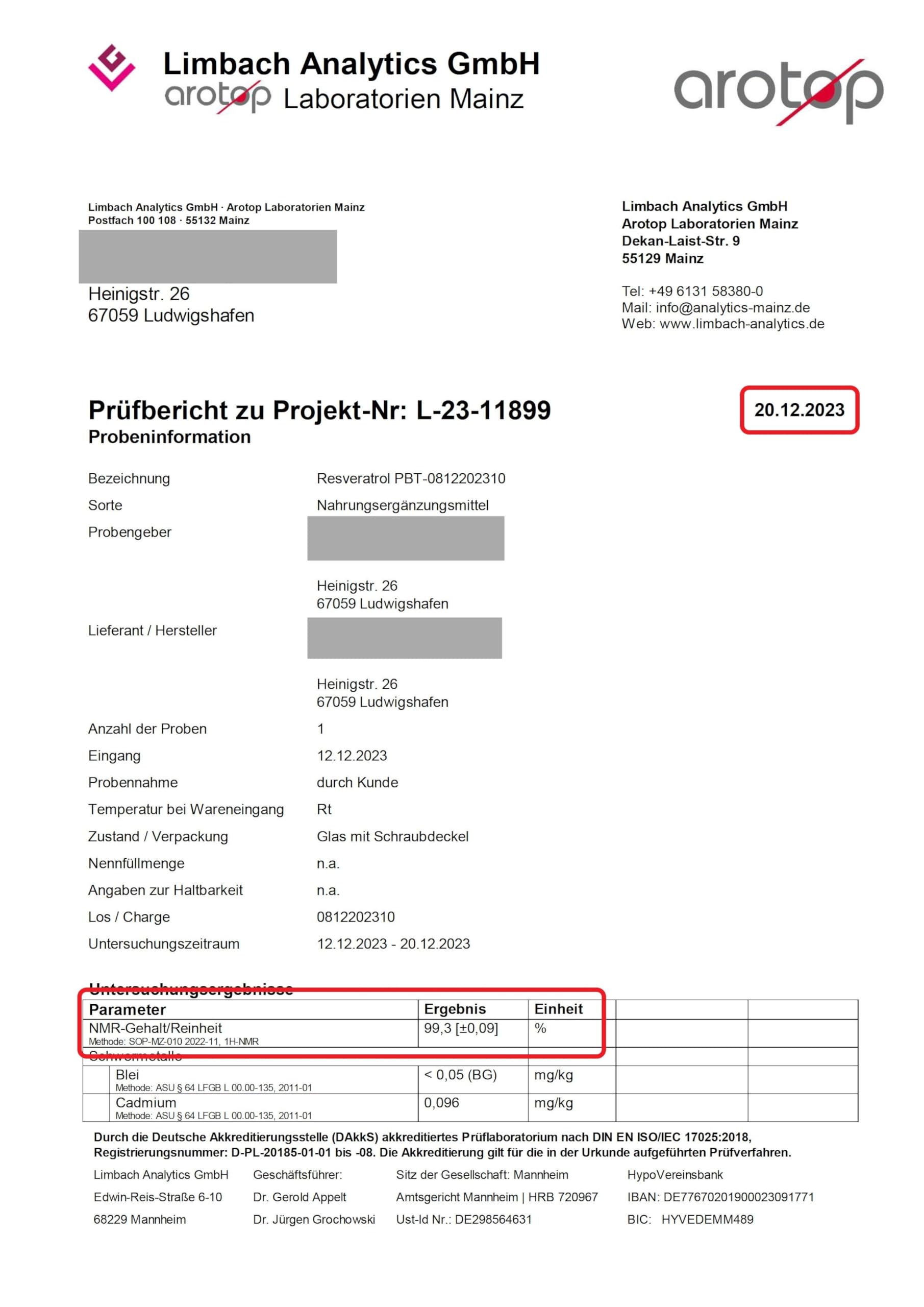 Resveratrolo | Qualità premium testata in Germania | Polvere con purezza al 99,3%