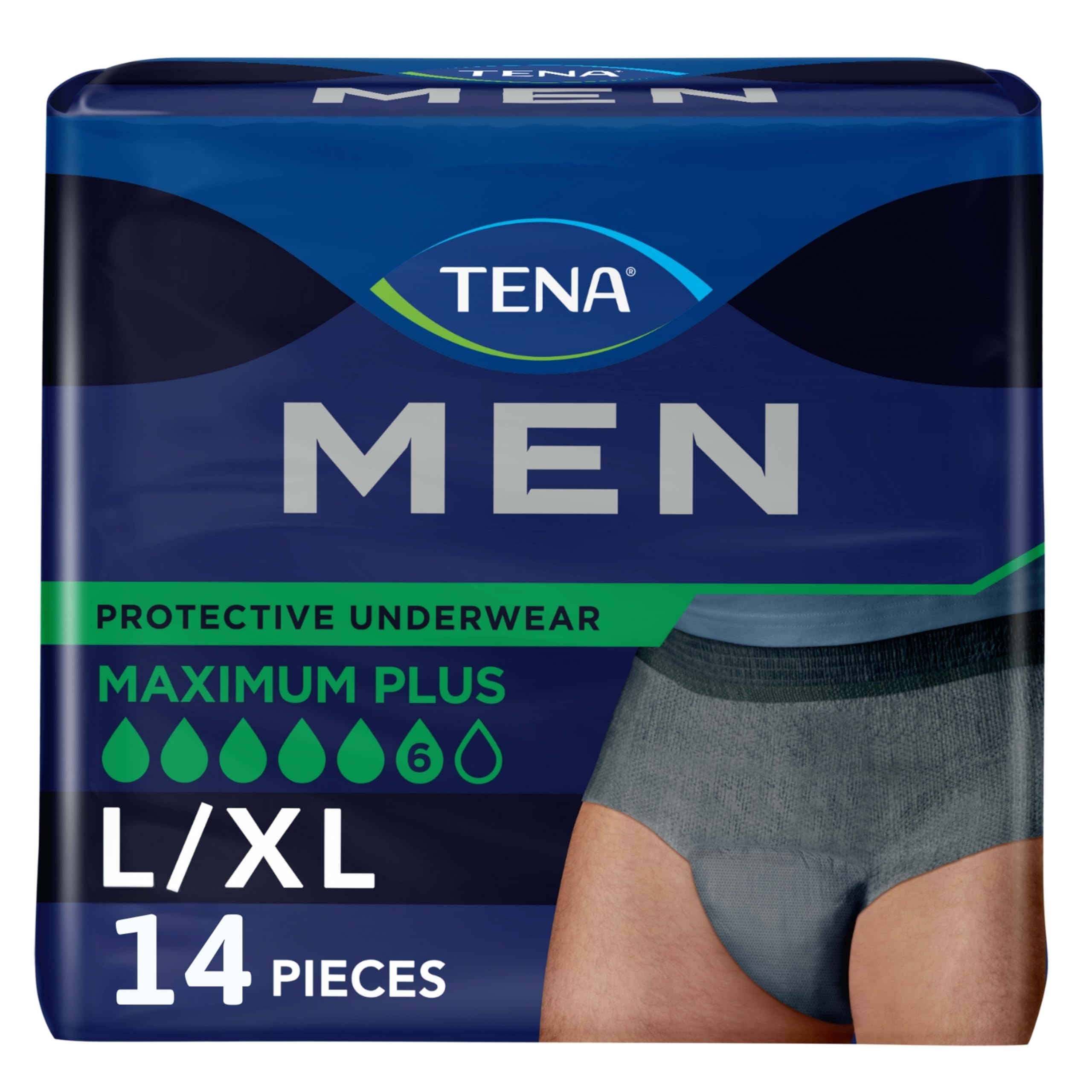 Photo 1 of TENA Men Maximum Plus Disposable Underwear Male Pull On with Tear Away Seams Large/X-Large, 81920, 57, 14 Ct