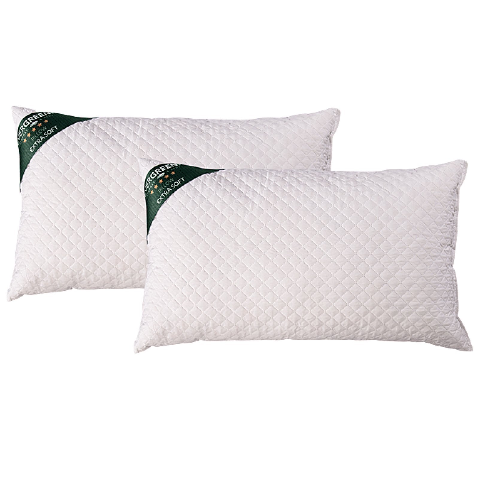 EVERGREENWEB - Cuscini Letto Coppia 40x70 alti 15cm 2 Guanciali lavabili in Lavatrice a 30° Ortopedici per Dolori Cervicali Arredo Divano Decorativi Imbottitura 100% Fiocco