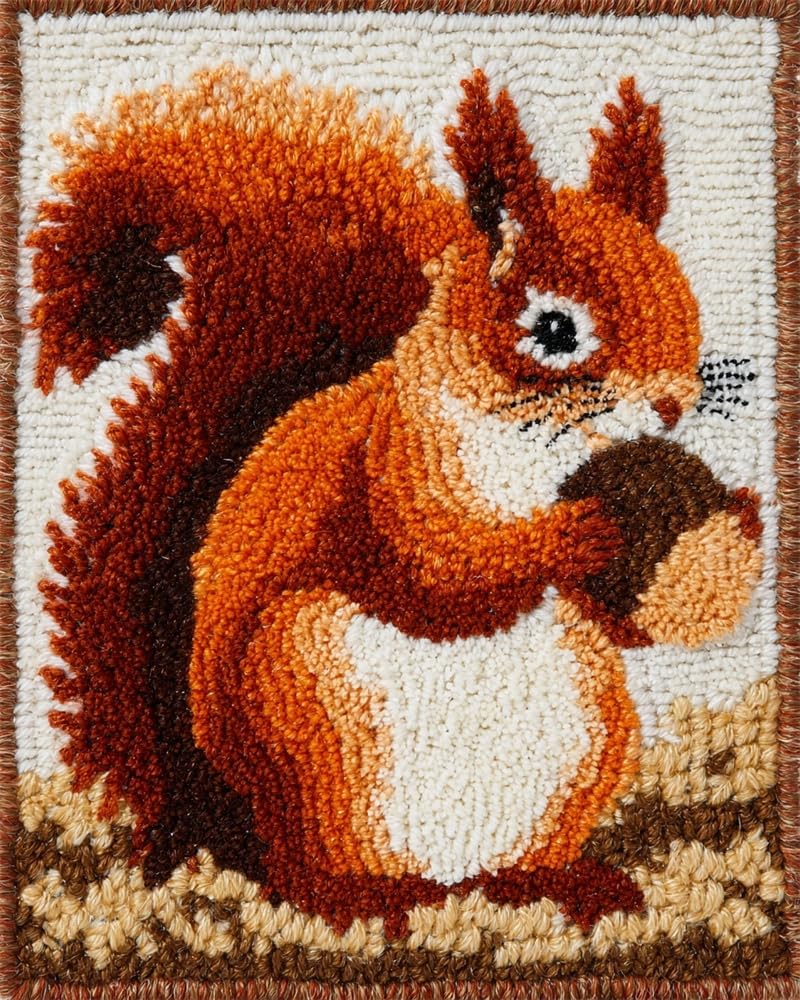 FWRTYCB Latch Hook Kits Rugs,Squirrel and nut