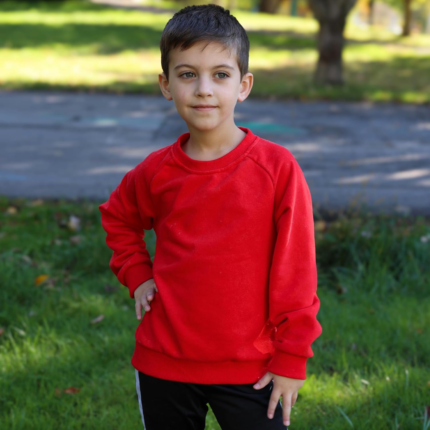 BIG ELEPHANT Boys Crewneck Sweatshirt Youth Fleece Sweatshirts Long Sleeve Basic Pullover Soft Warm Thin Fleece for Kids - Image 3