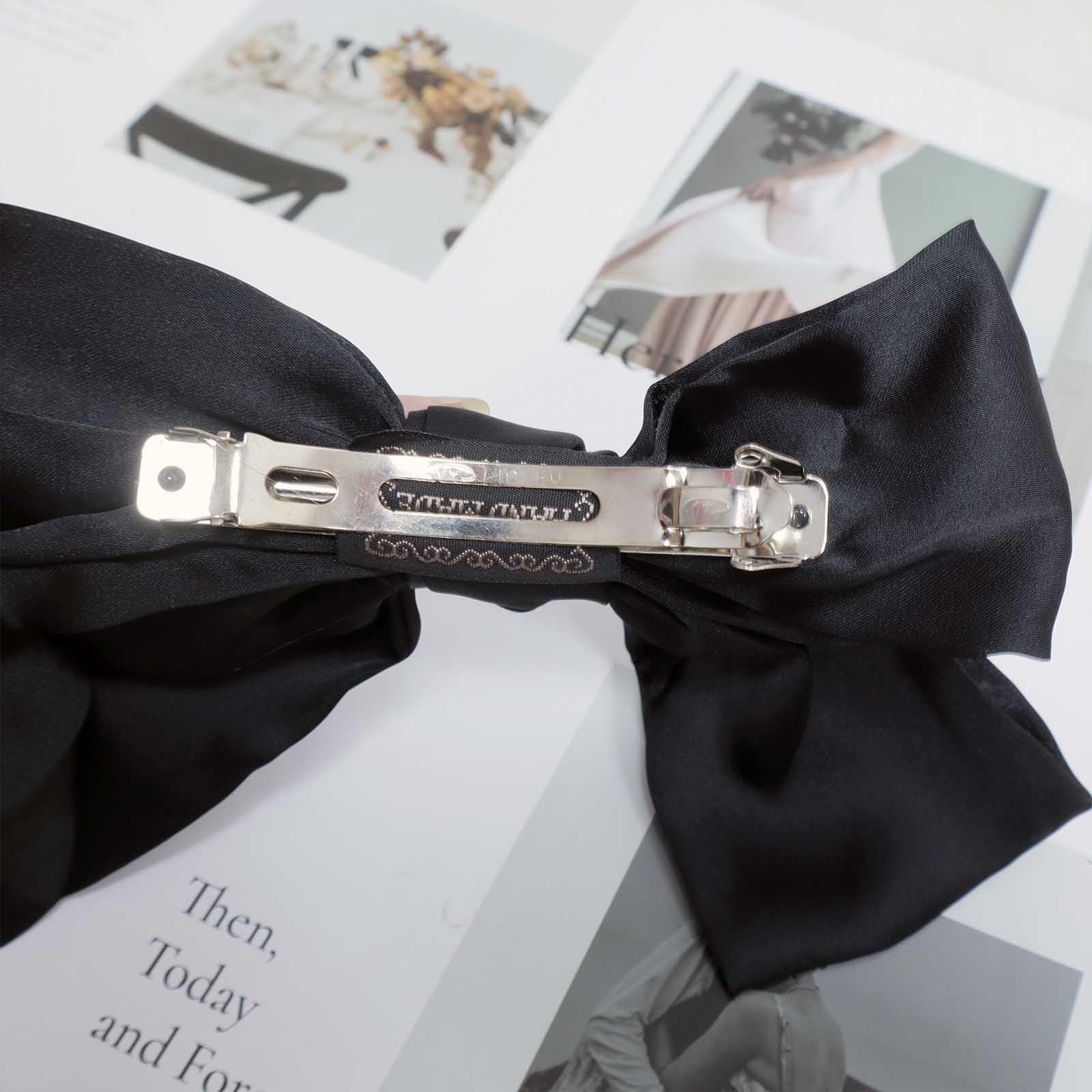 Amazon.com : W WEILIRIAN Satin Hair Bows Black Bow Hair  display picture 1