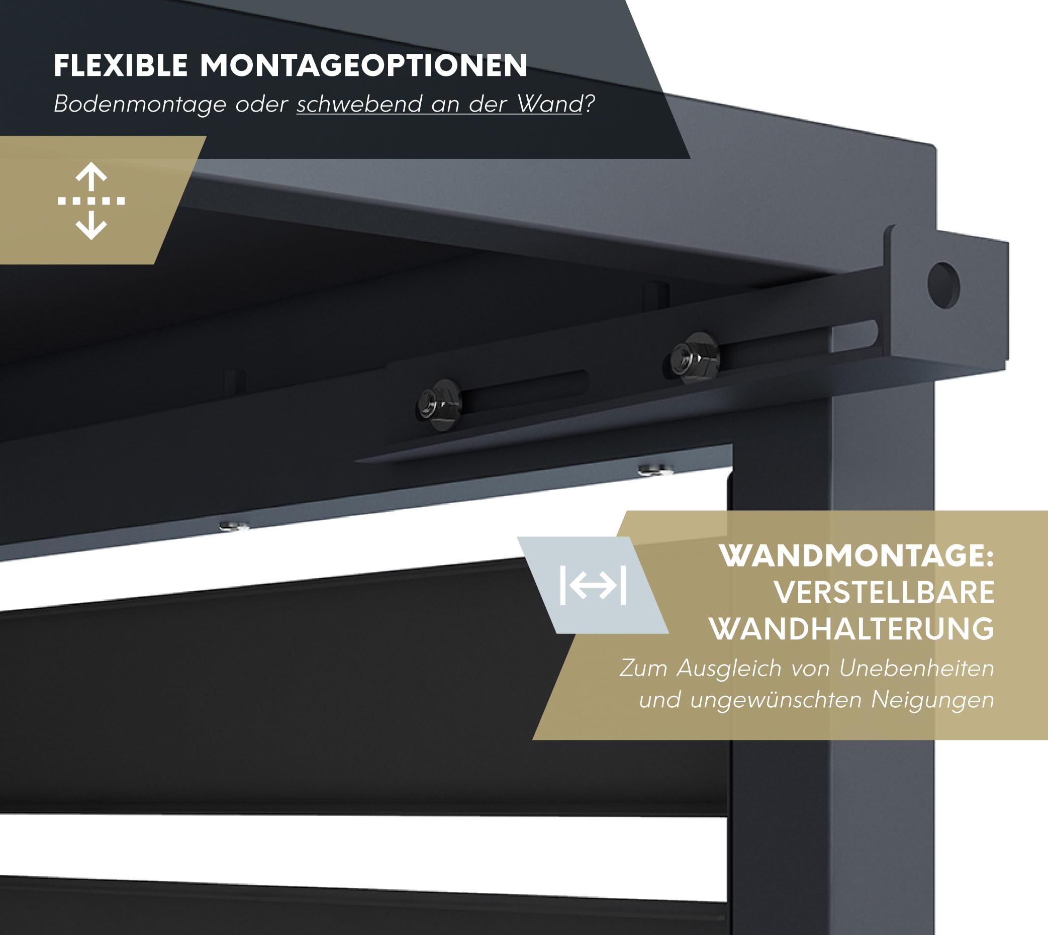 Westmann Boxa S | Wärmepumpen Verkleidung & Klimaanlagen Abdeckung | Stahl Holzoptik Anthrazit | Höhenverstellbar | 100x56x97 cm (Anthrazit, 140x56x97 cm)