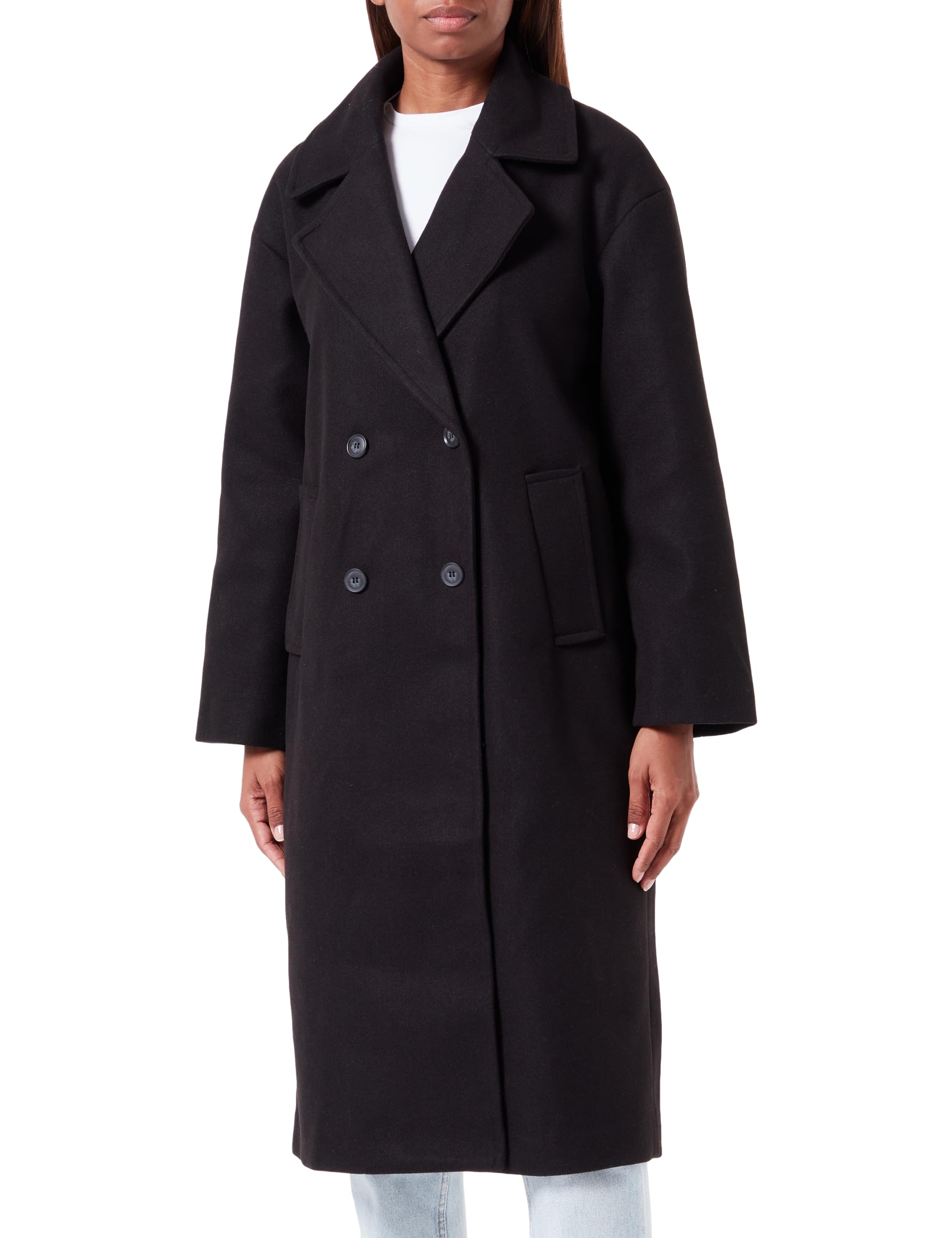 Bestseller A/S Women's ONLWEMBLEY L/S OVSIZE Coat TLR NOOS Coat, Black, 40