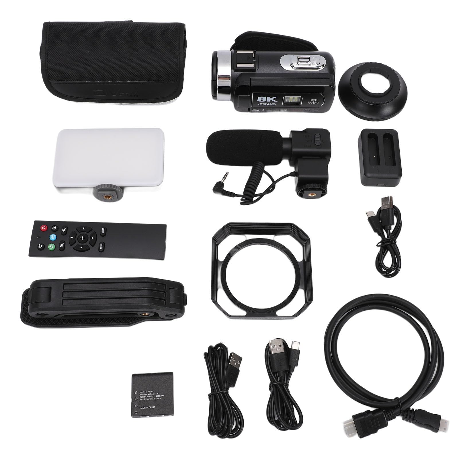 Tosuny Videocámara 8K con Foto de 64MP, Cámara de Video WiFi con Zoom Digital 18X con Pantalla Táctil de 3 Pulgadas, Micrófono Externo, Estabilización de 6 Ejes para Vlogging