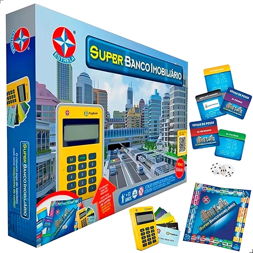 Estrela Super Banco Imobiliário c/Máquininha - Jogo de Tabuleiro para 2 a 6 Jogadores, Idade 8 anos ou mais