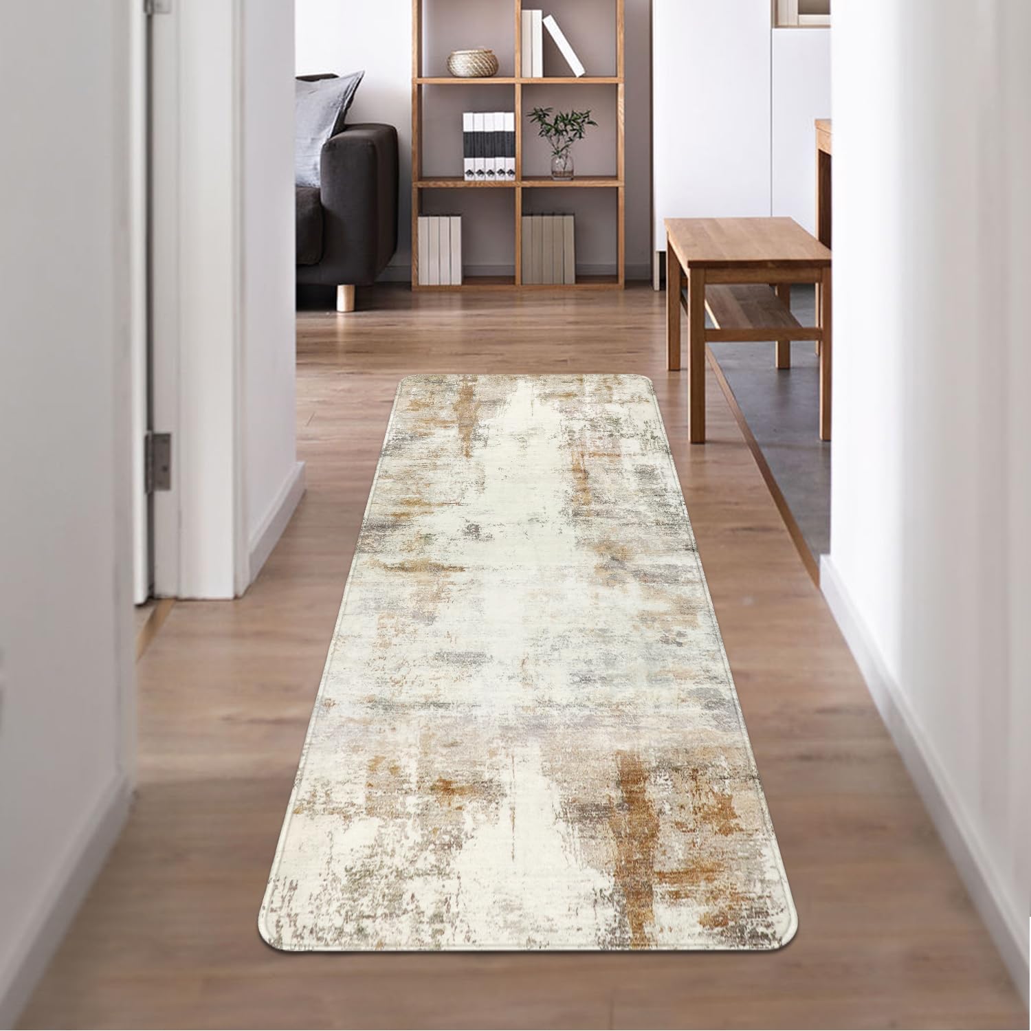 Teppichläufer Für Flur, 65 X 180 Cm – Rutschfest, Waschbar, Schwarz-weißes Geometrisches Design