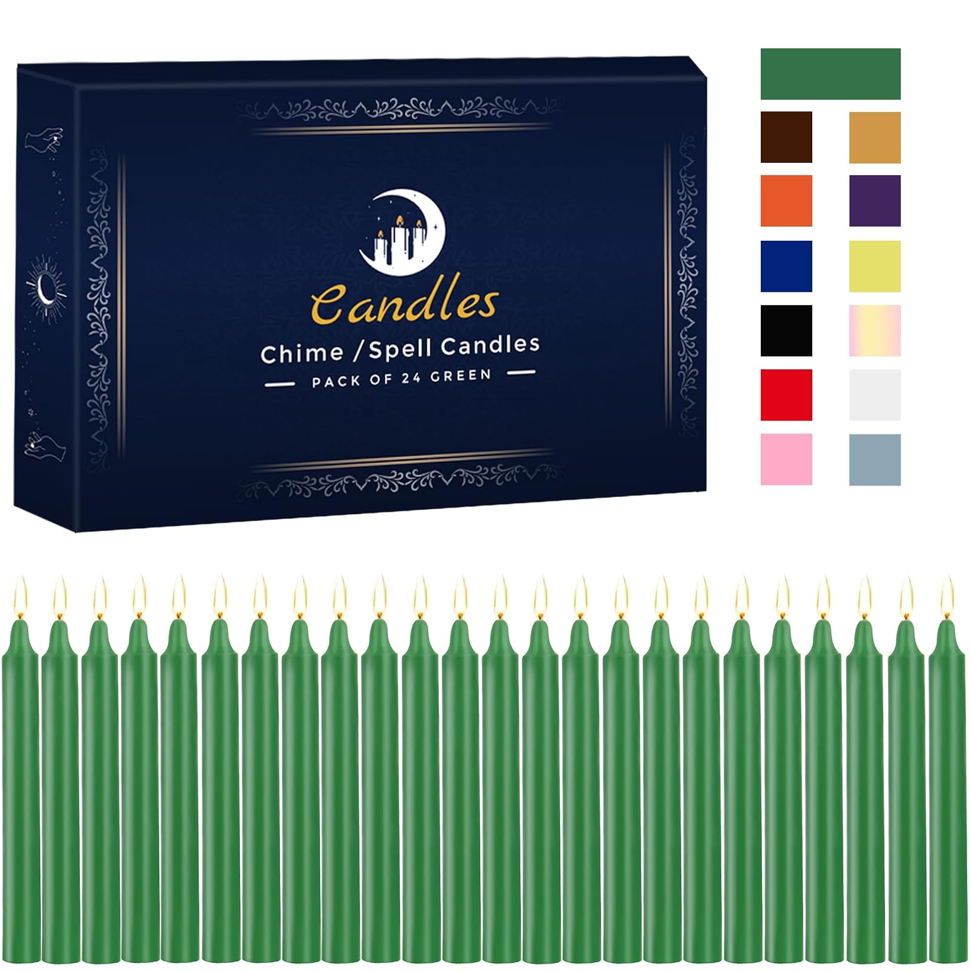 100 Pack Assorted Color Spell Chime Candles