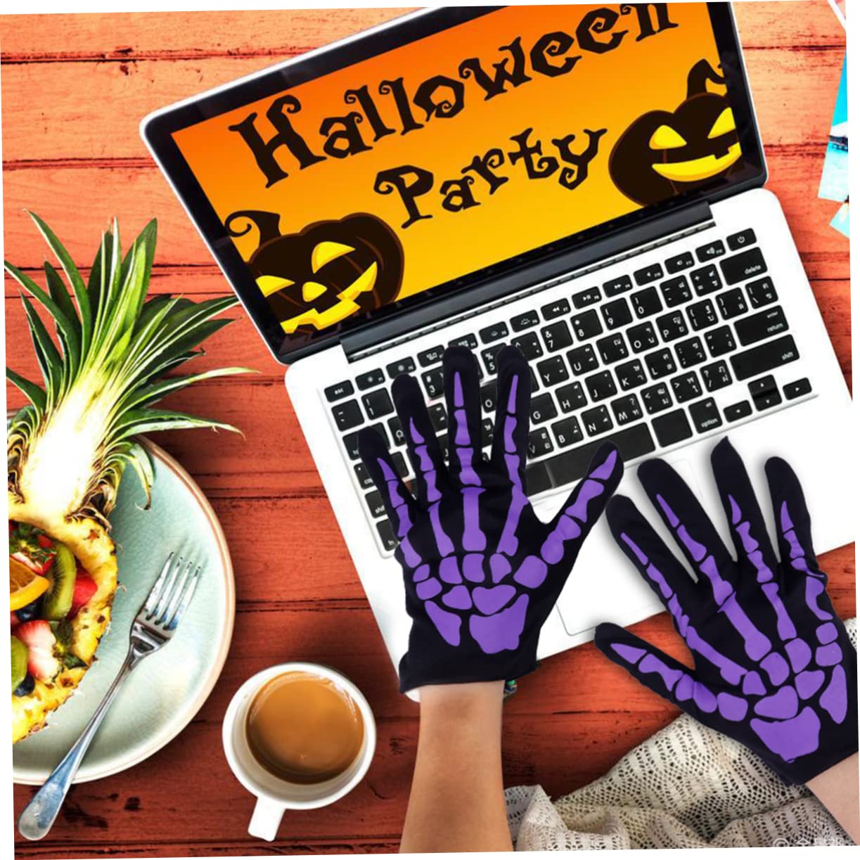Holibanna Halloween Hands Gothic Gloves 2 Pairs Adult Men Women Gothic Gloves Purple