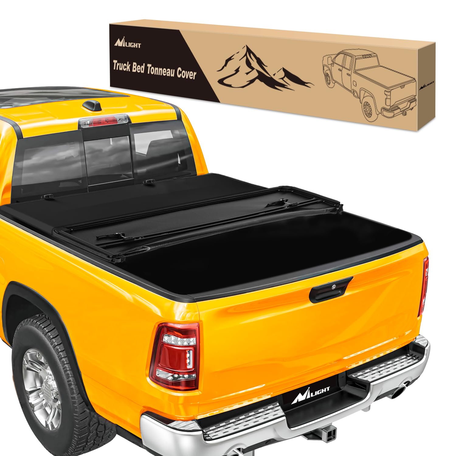 nilight soft tri-fold truck bed tonneau cover compatible with 2009-2025 dodge ram 1500(include classic and new body)-5.6ft