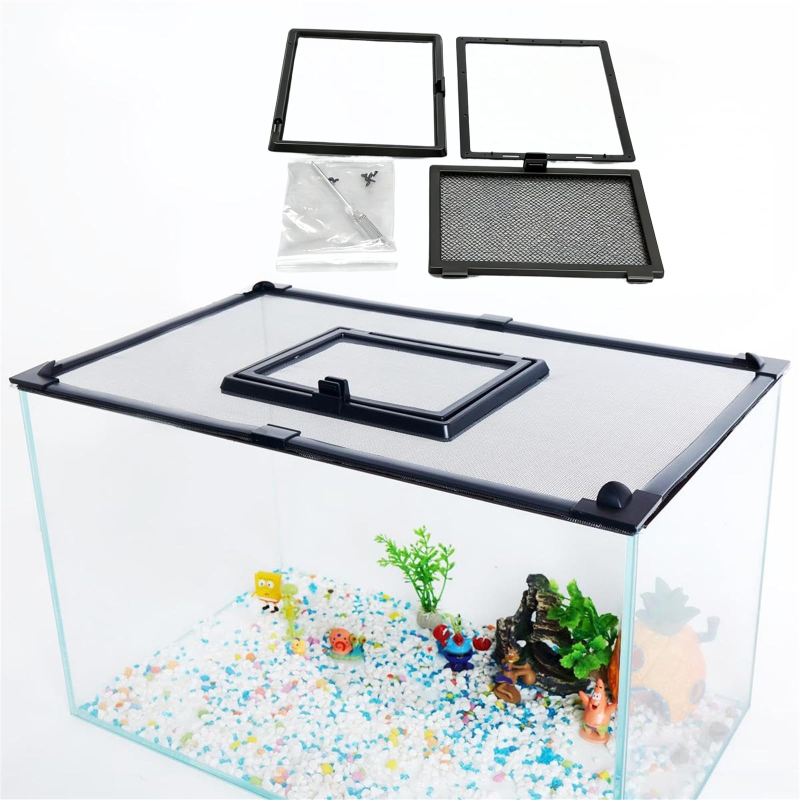 Los soportes de clip de pantalla antisalto evitan que los peces salten cubierta de red cubierta de acuario tanques de red de poliéster tanques de red anti salto