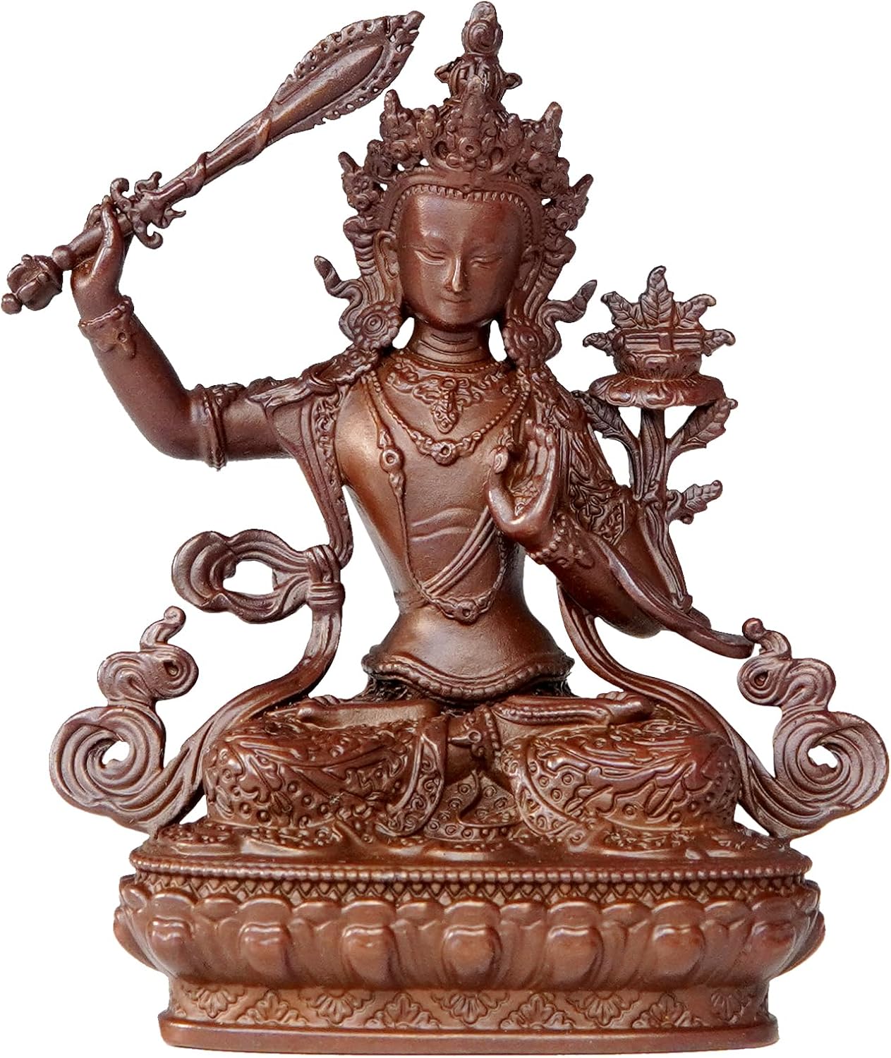 Buddha Statue Indoor, 2.9 inch Handmade Pure Copper Buddha Statues for Home Decor, Vintage Office Bedroom Shelf Decor Entryway (Manjusri)