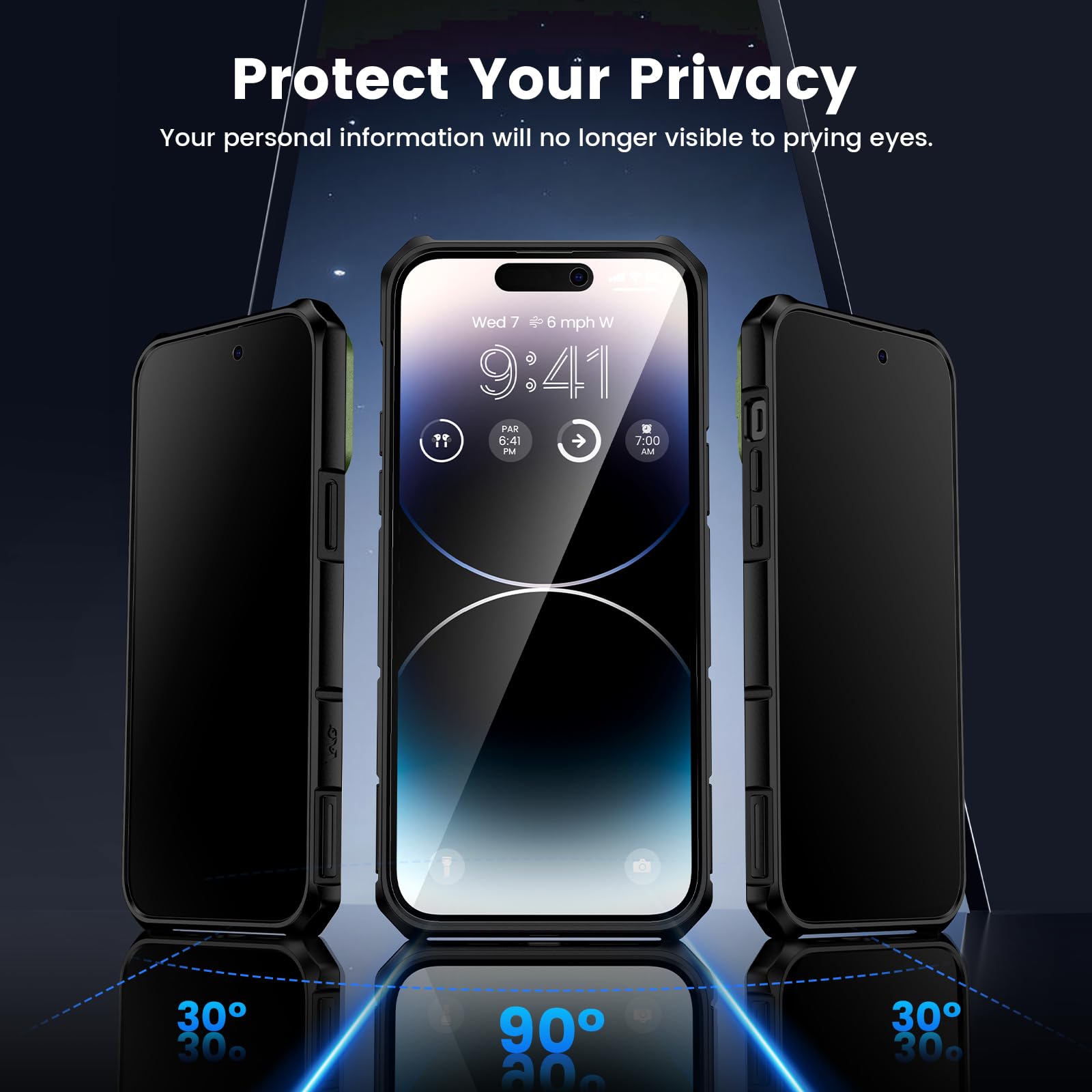 VEGO Case For IPhone 14 Pro Max, Slide Camera Cover & Privacy Screen Protector & 360°Rotatable Ring Kickstand Military Grade Heavy Duty Protection Case For IPhone 14 ProMax 5G 6.7 Inch