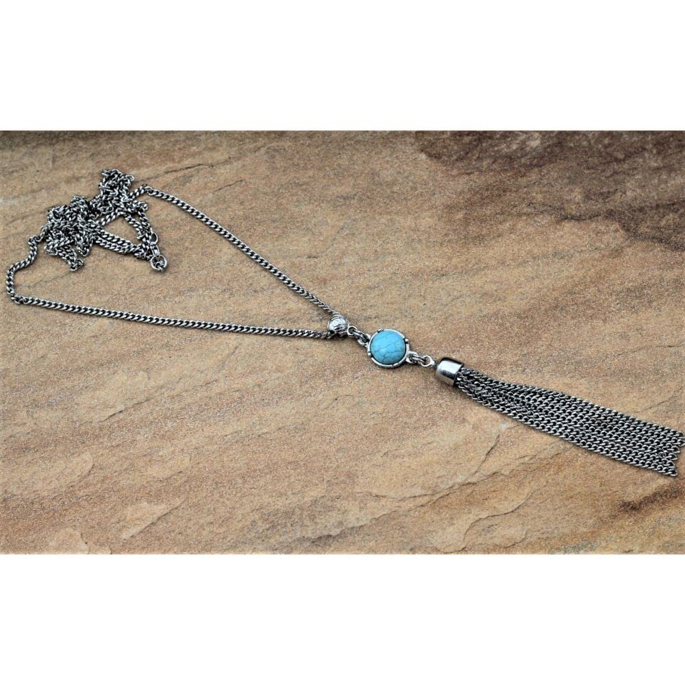 Colar De Franja Longo Pedra Natural Turquesa Bijuterias Femininas em promoção! Veja a oferta e mais achadinhos de Bijuterias 3 Hoje é o melhor dia para comprar Colar De Franja Longo Pedra Natural Turquesa Bijuterias Femininas com aquele preço maroto! Promoção! Aproveite a oferta! 3