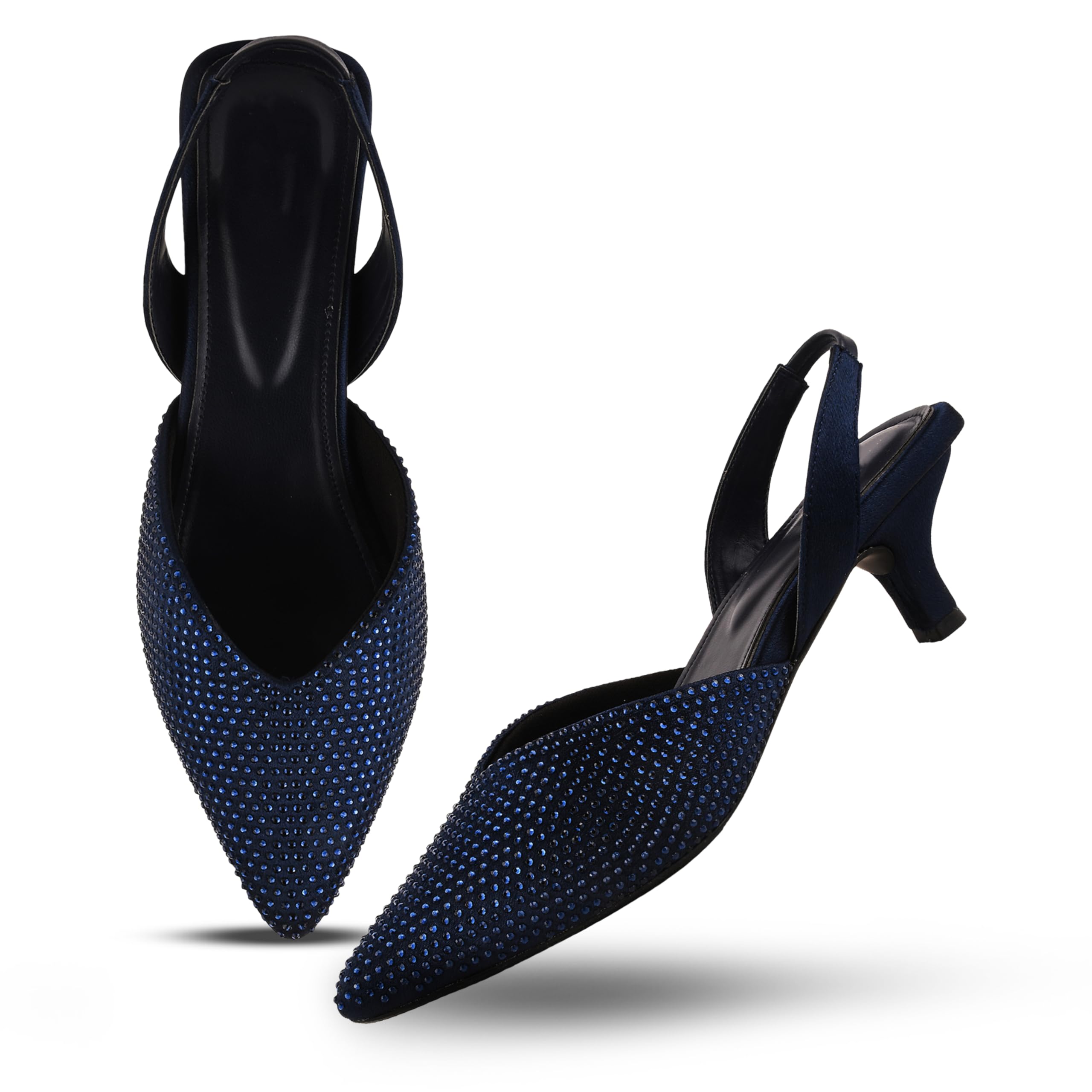 FROH FEET Womens Attractive Design Spool Heel Mules Sandal with Pointed Toe & Back Strap - Comfort Sole for Women/Girls (B0CSY924HV) Amazon Price History, Amazon Price Tracker