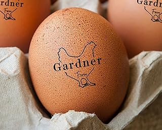 Stamp by Me | Egg Stamp | Chicken Egg Wooden Stamps | Personalized Rubber Stamper for Fresh Eggs | Custom Stamping | Egg Labels | Farm Stamp | Self Inking | Black Ink | Unique Designs| Mini Logo Stamp