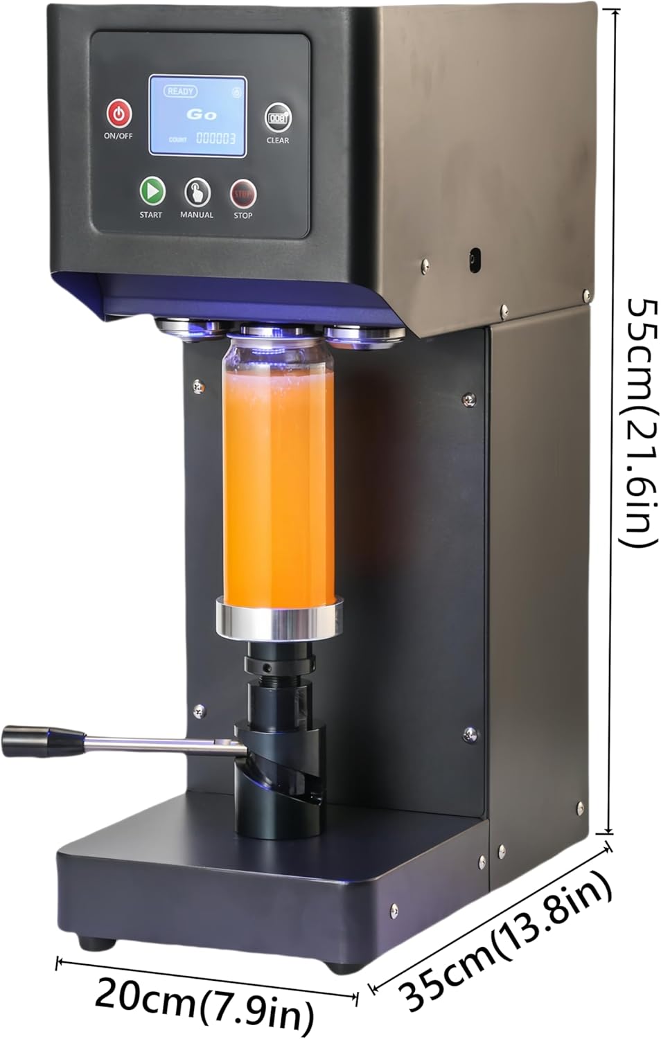 Semi-Automatic Can Sealing Machine- 2.4-6.7 inch Height Adjustable,Commercial soda can sealer machine for Plastic and Aluminum Beer Can (5.5cm in Diam)-Black Cup Sealing Machine