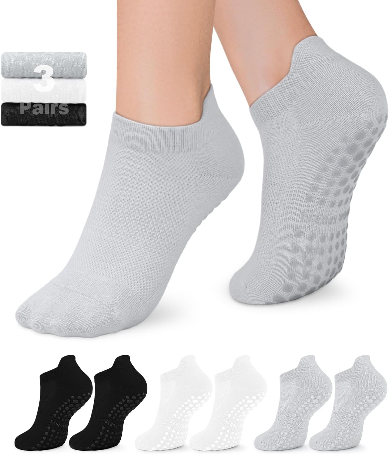 Diu LifePilates Yoga Socks with Grips for Women,Non-slip Socks for Ballet Barefoot,Workout,Hospital,grip,Athletic Socks