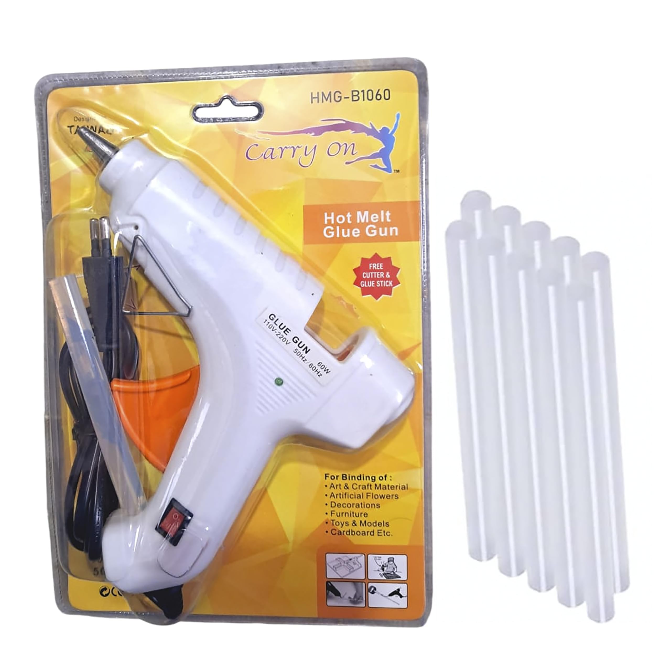 60 Watt Hot Melt Glue Gun With Foldaway Stand & 50 X 11MM Glue