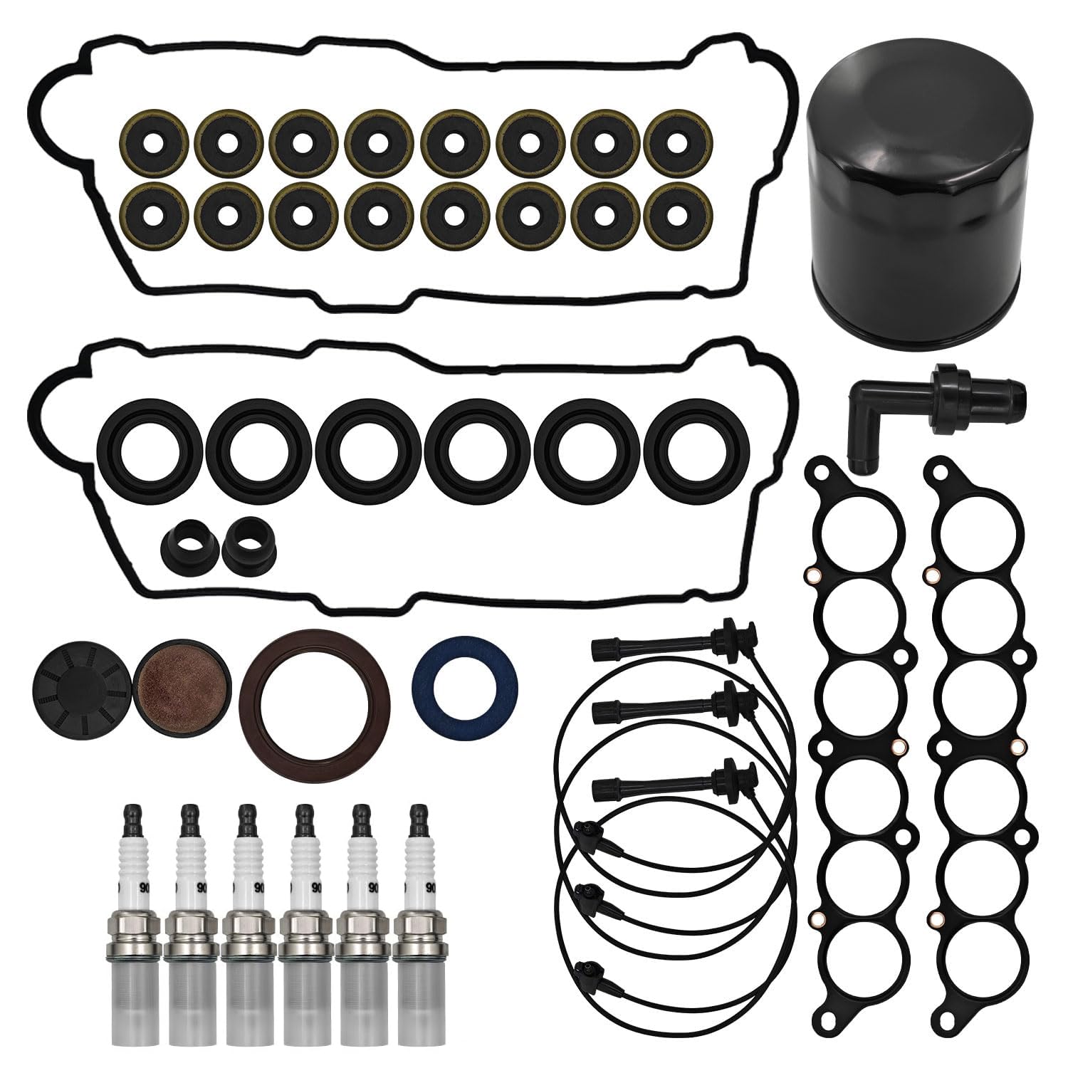 5VZFE Tune Up Valve Cover Gasket Reseal Kit Compatible with Toyota Tacoma 4Runner 3.4L V6 1995-2002 Replaces 11188-62010 17176-62040 90430-37140 90210-05007 11193-70010 90480-18001