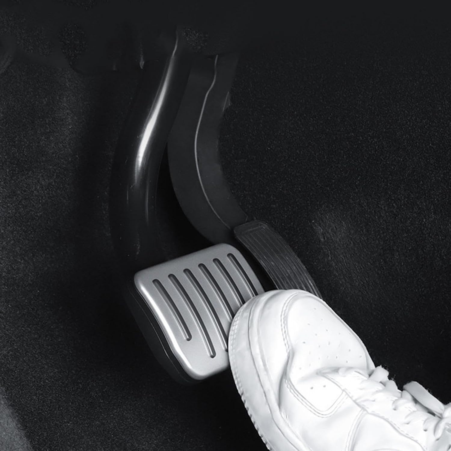 ciiyaa Aluminum Pedal Covers for Tesla Model Y (2020-2026) / Model 3 (2021-2023), Non-Slip Brake & Gas Pedal Pads, Interior Accessories (Y(20-26)/3(21-23) - Silver - Quick Installation)