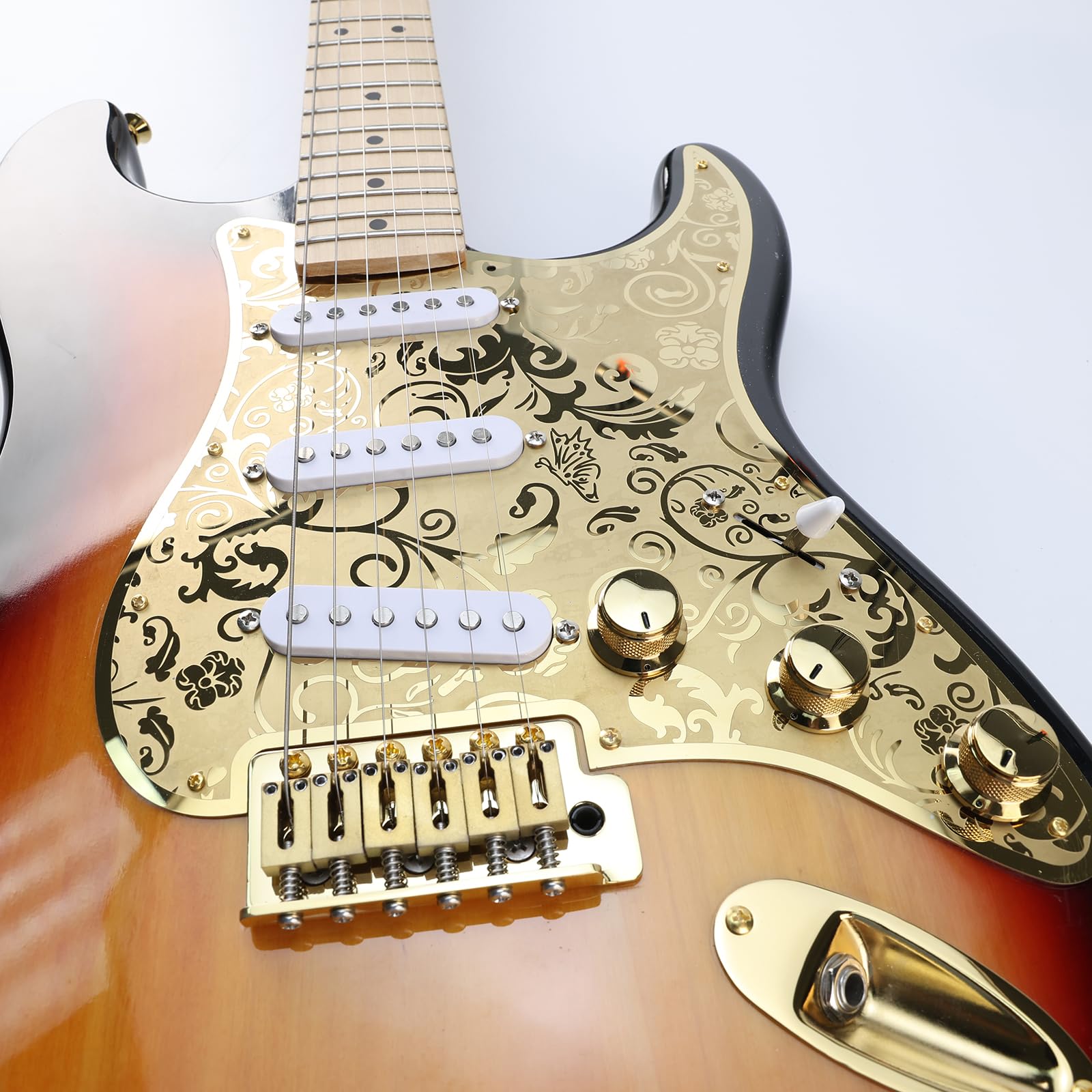 Puente de guitarra eléctrica de 10,5 mm, color dorado, puente de trémolo de 2 puntos, bloque de latón, placa de acero inoxidable, puente de guitarra eléctrica, puente de 6 cuerdas de arranque
