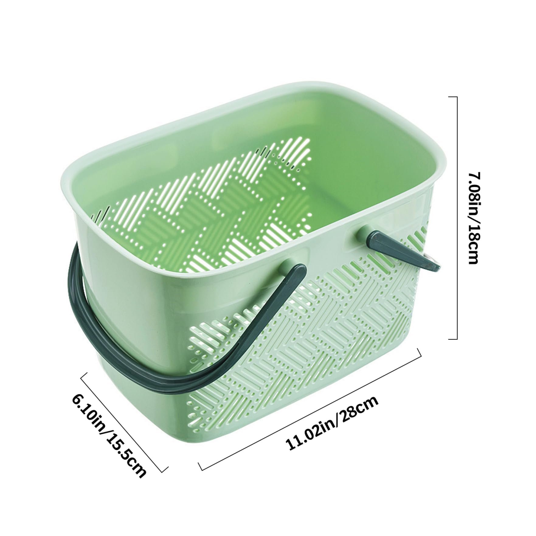 Cesta de ducha portátil de drenaje de plástico antideslizante con mango de boca abierta dormitorio para baño cocina 11 x 7,1 x 6,1 pulgadas cesta de ducha de plástico para baño dormitorio