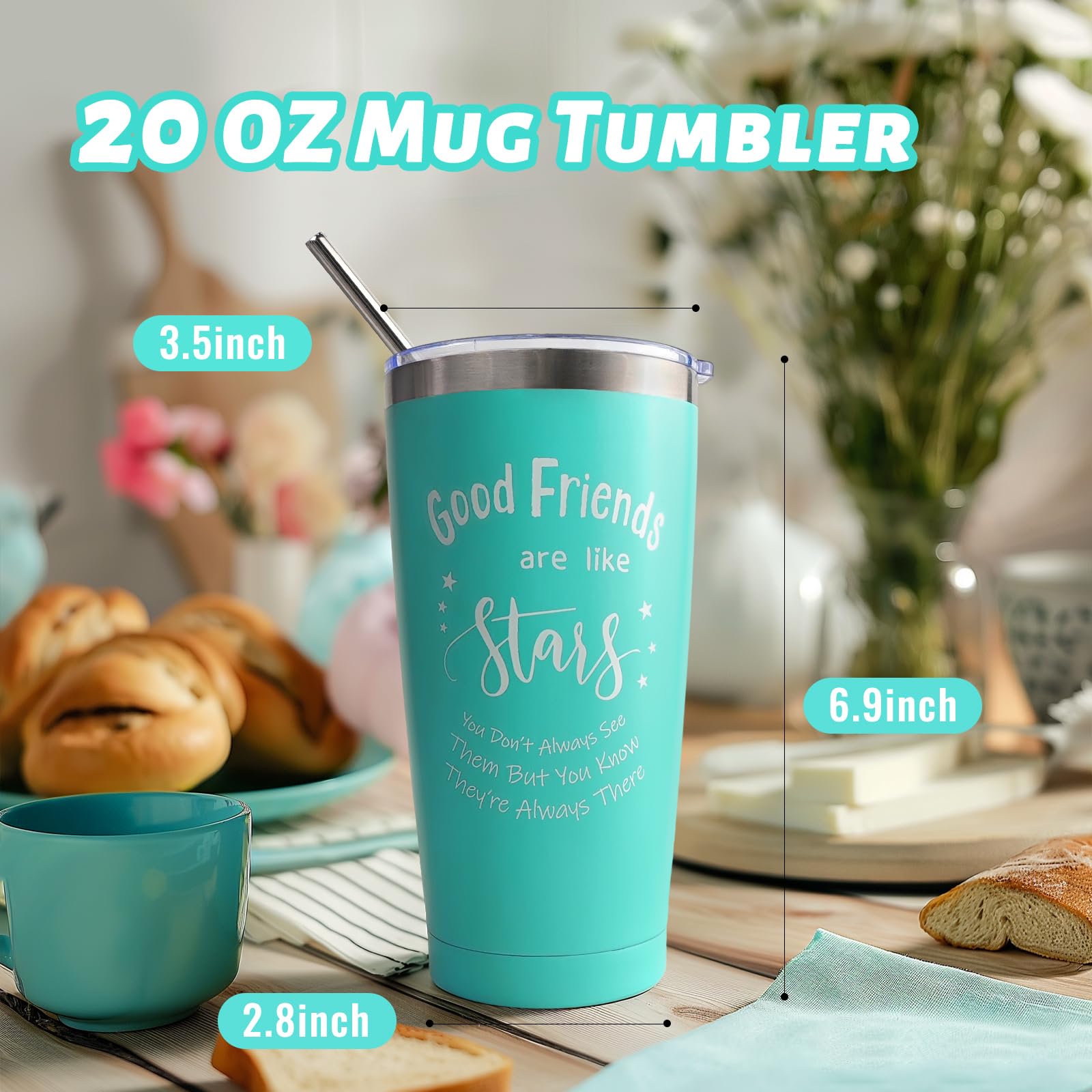 Best Friend Tumbler, Friend Gifts for Women Men - 20oz Insulated Tumbler Cup with Straw and Lid, Best Friend Birthday Gifts for Women Friendship Bestie Gifts for Women Friends Female