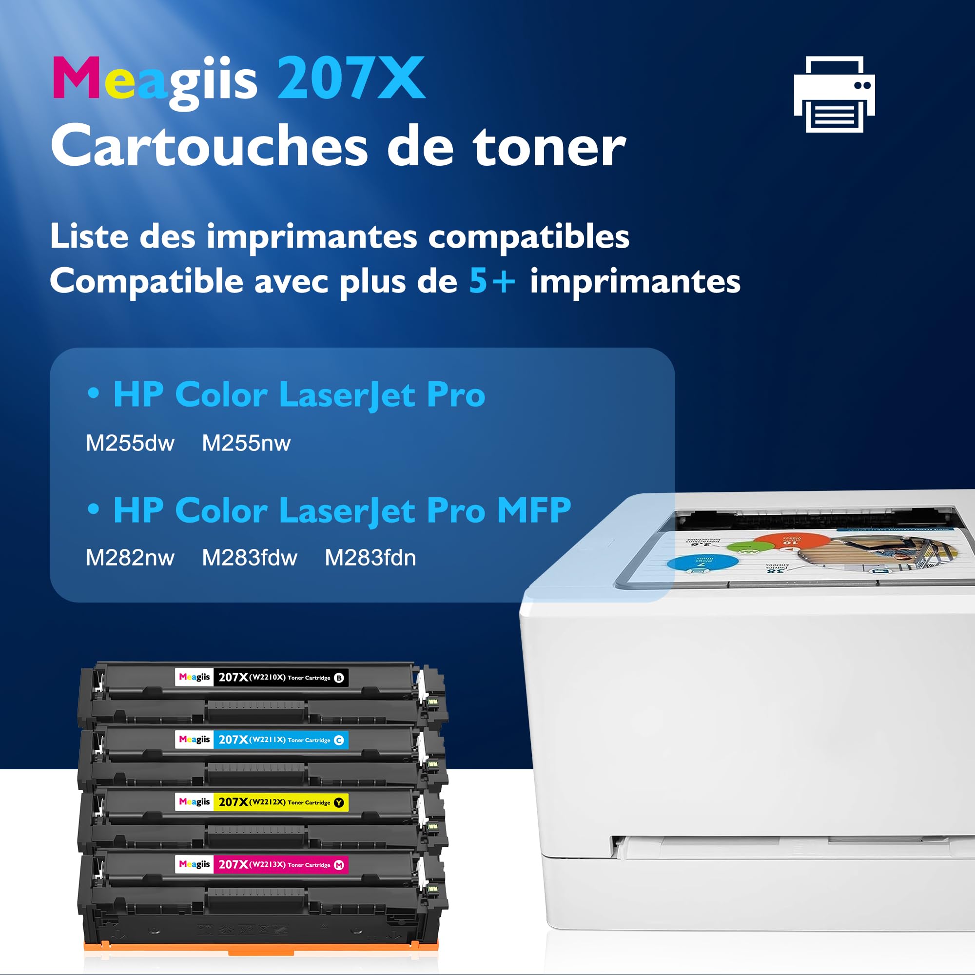 207X Toner Compatibles pour HP 207X 207A (avec Puce, Lot de 4)