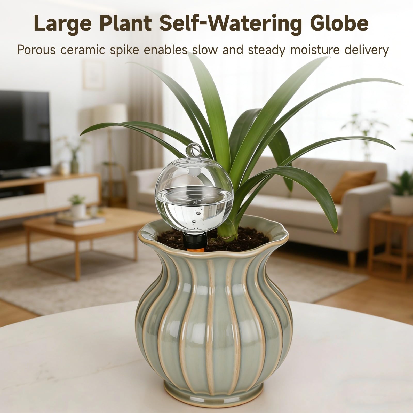 8 Stk. Selbstbewässernde Pflanzengloben für Haus, Garten und Büro, 500 ml Wasserabgabe mit Keramikspieß, Kunststoff-Wasserkugeln mit Nachfüllöffnung oben, Bewässerungseinsatz für Topfpflanzen