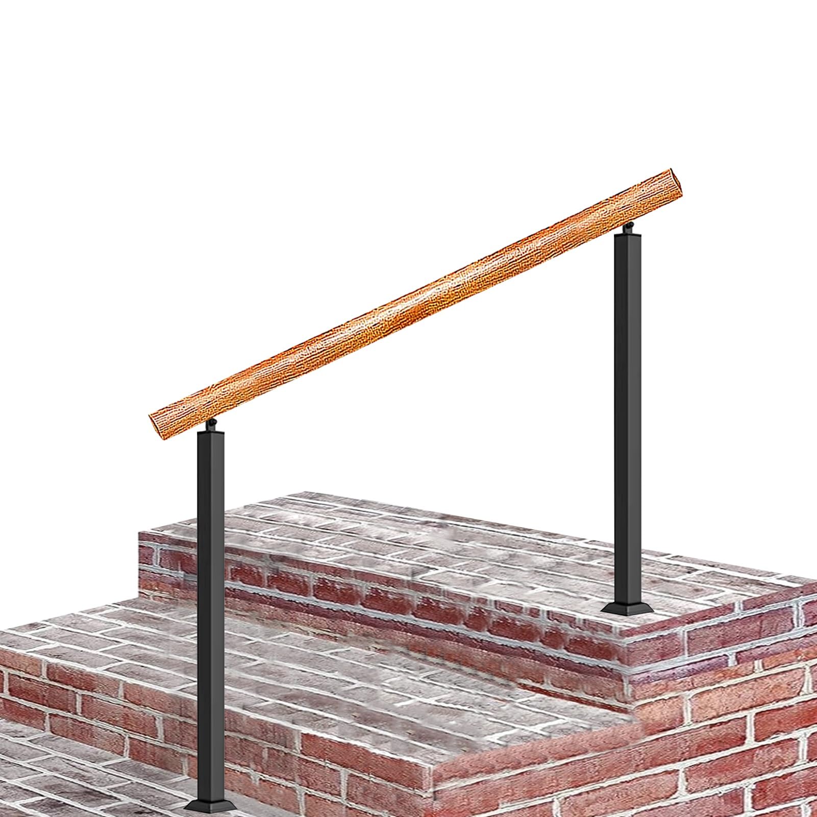 Lanmmraifc Verstellbarer Holzhandlauf Für 3–4 Stufen – Höhe 85/95 Cm, Innen/Außen, Massives Holz & Eisen