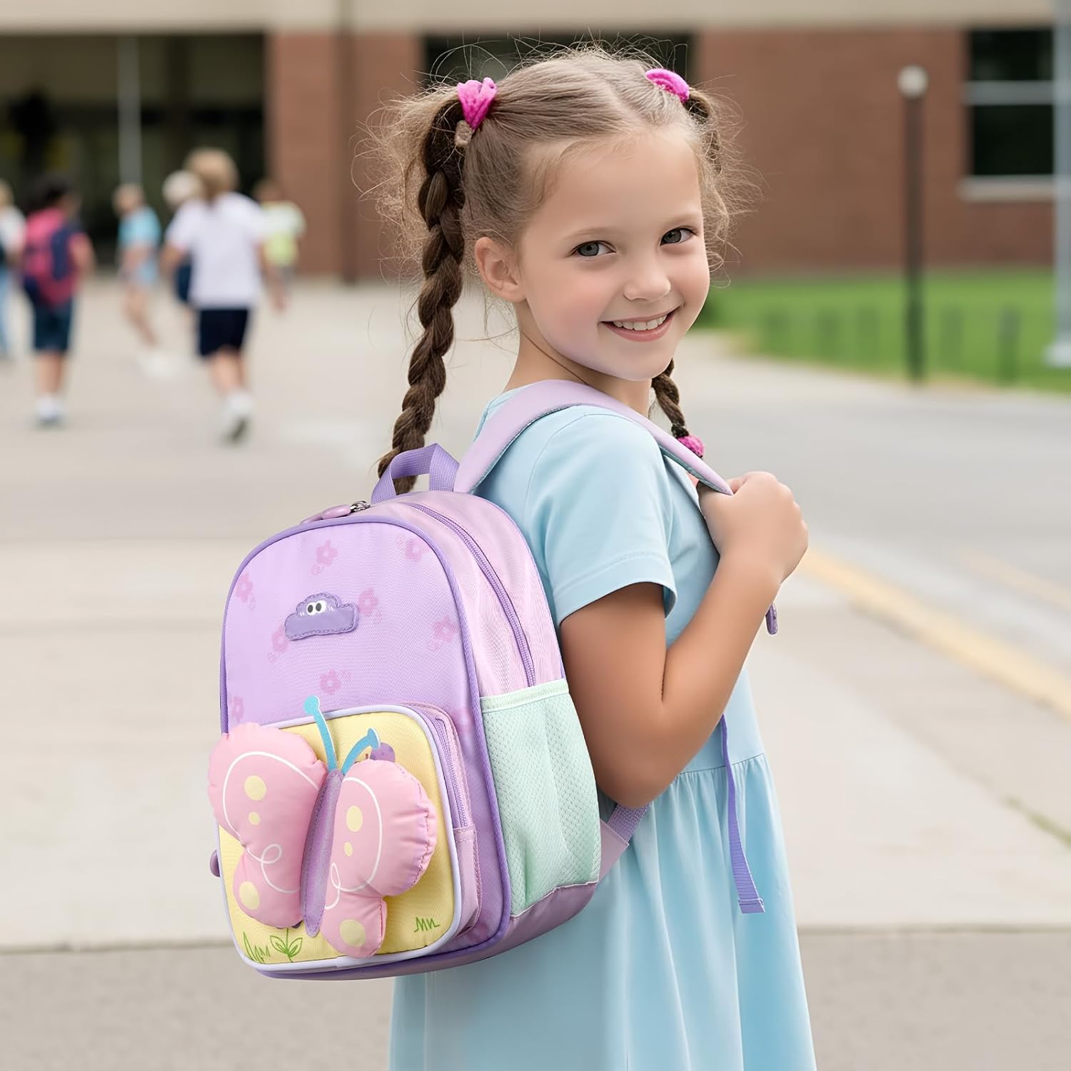 GAGAKU Toddler Backpack for 3 4 5 6+ Girls Splash-Proof Kids Backpack Adjustable Kindergarten & School Backpack | Lightweight 11.2L with Chest Strap and Reflectors - Butterfly